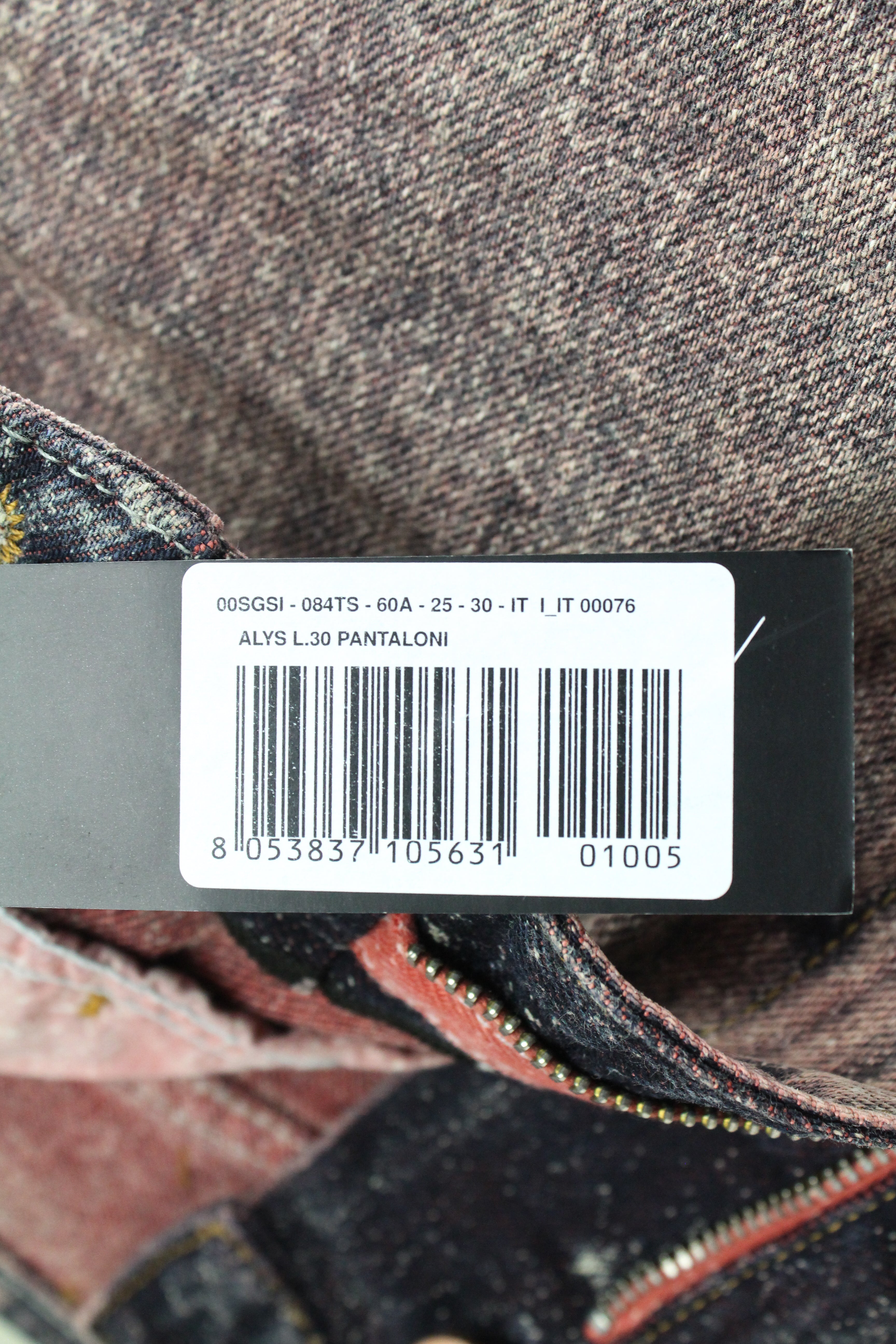 DIESEL Alys 084TS Women's Jeans W25/L30 Straight Fit Cotton Grey Pink Wash