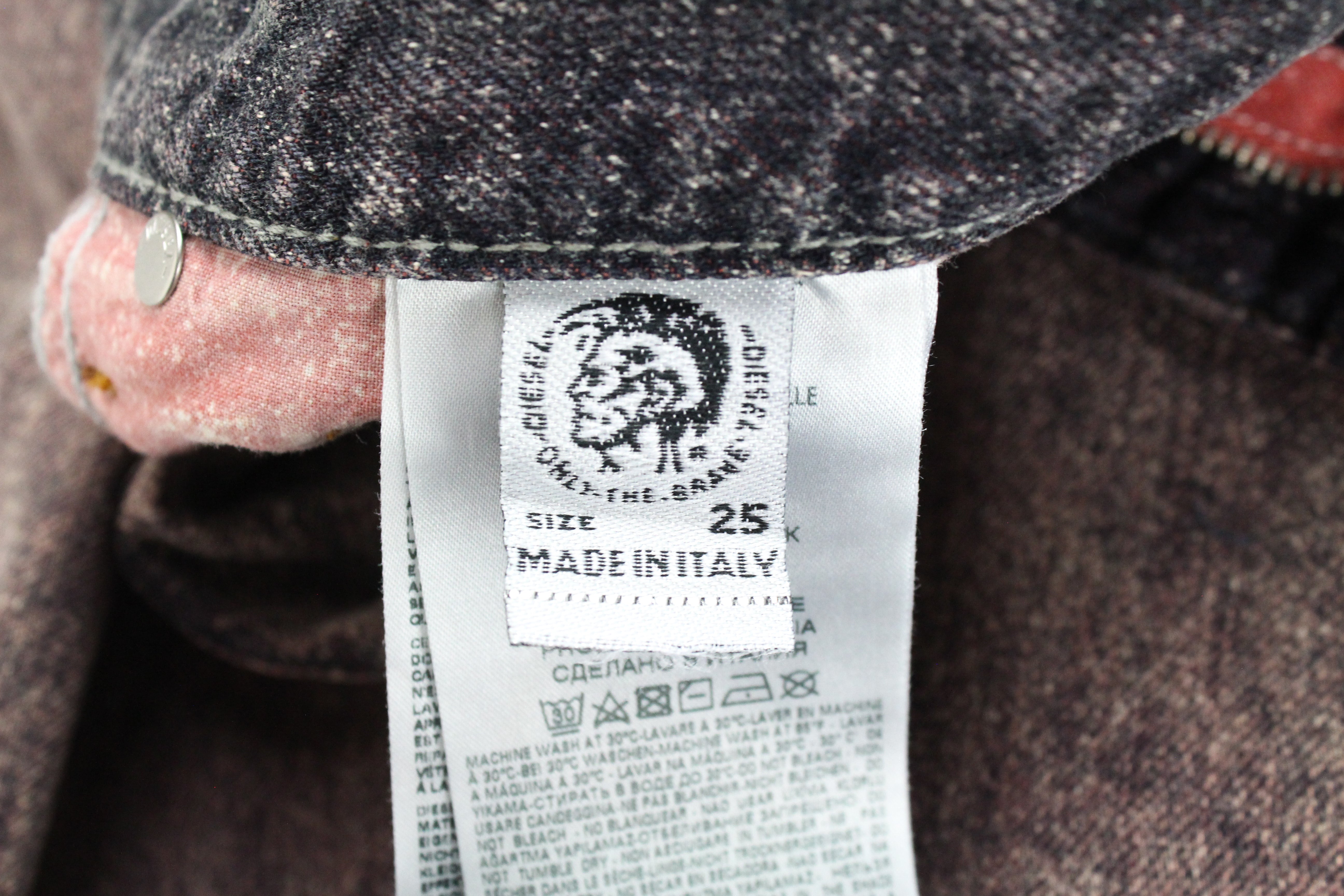 DIESEL Alys 084TS Women's Jeans W25/L30 Straight Fit Cotton Grey Pink Wash