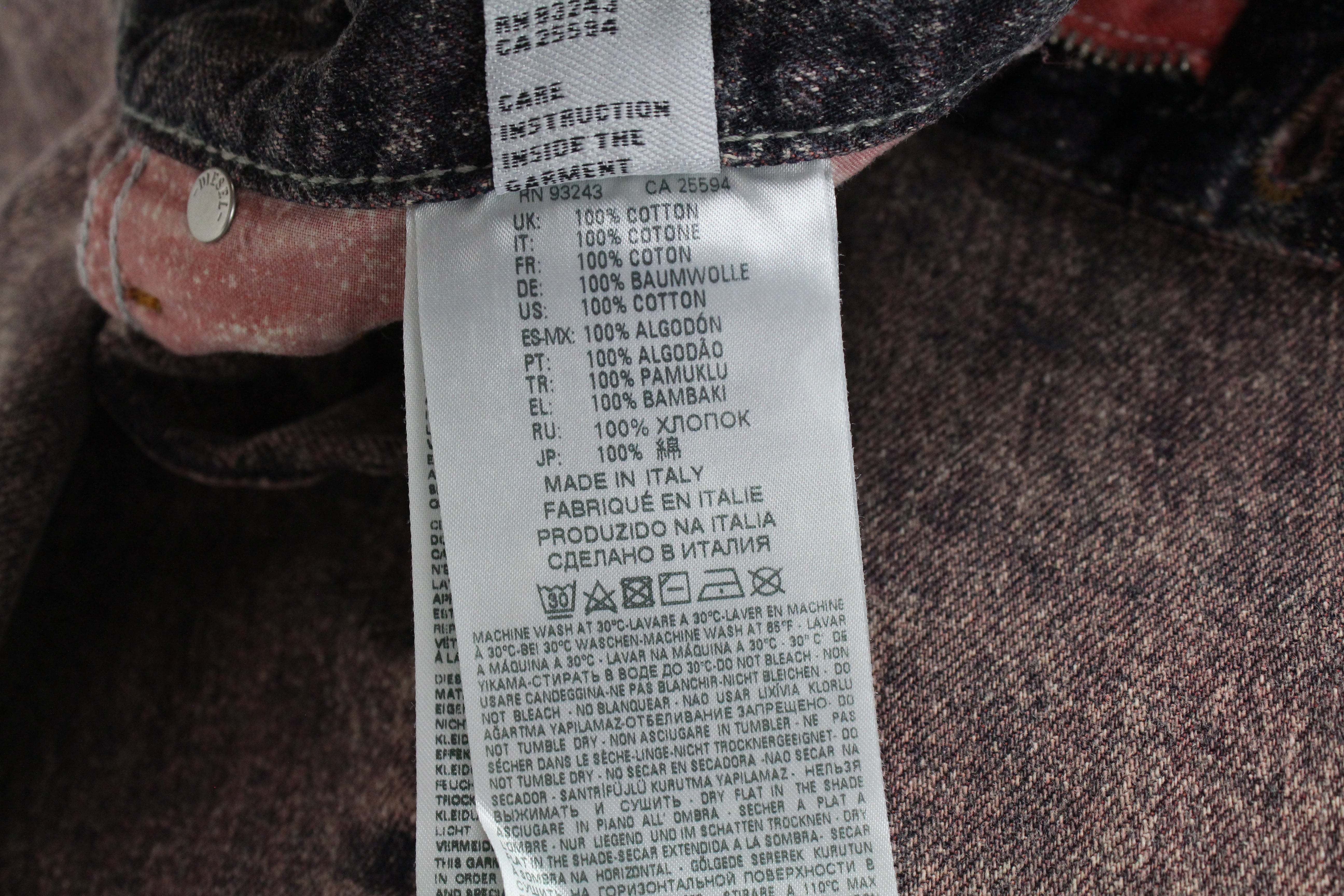 DIESEL Alys 084TS Women's Jeans W25/L30 Straight Fit Cotton Grey Pink Wash