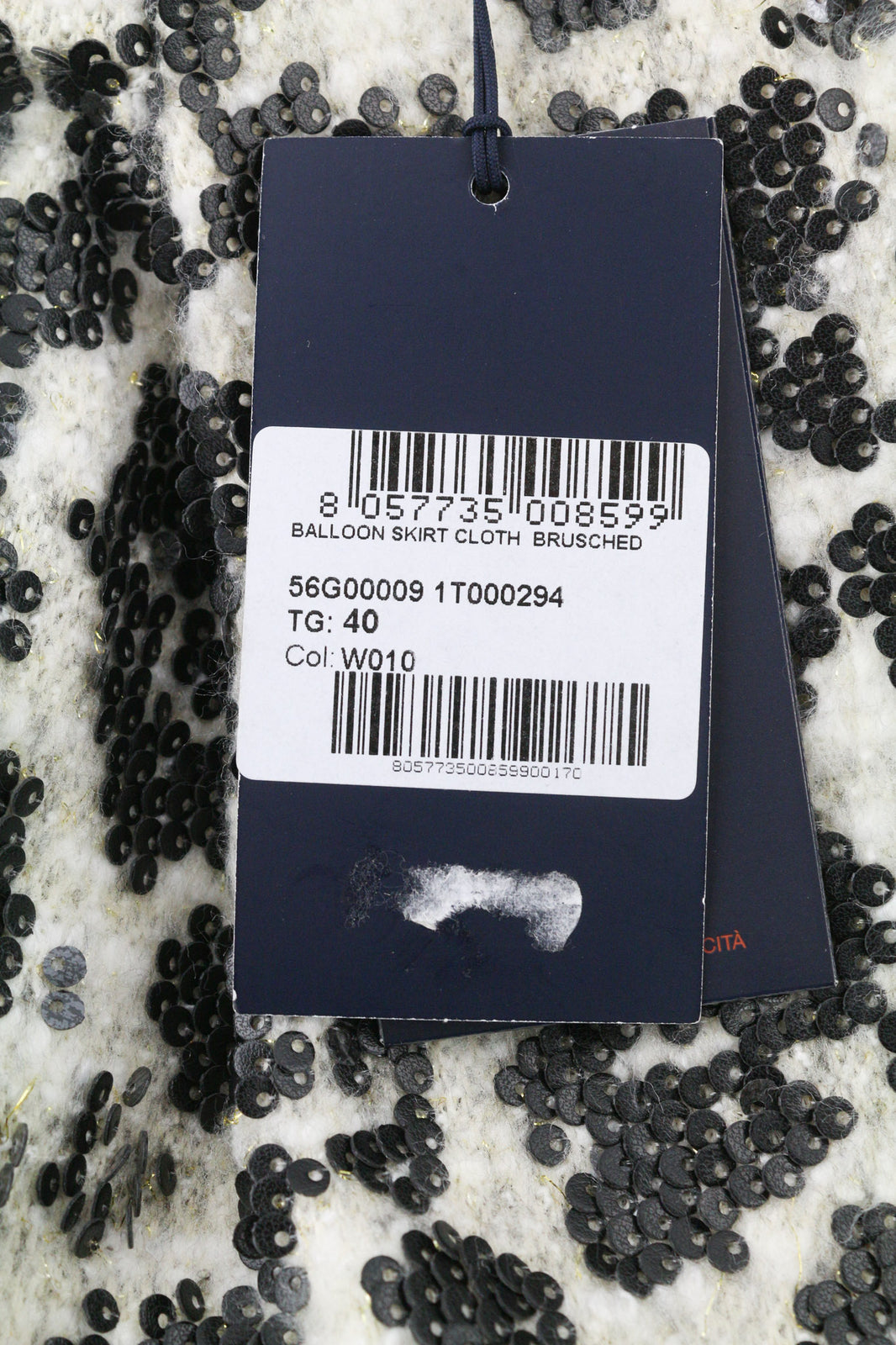 TRUSSARDI JEANS Women Skirt 40 White Lined Pleated Sequin Short Mini Balloon