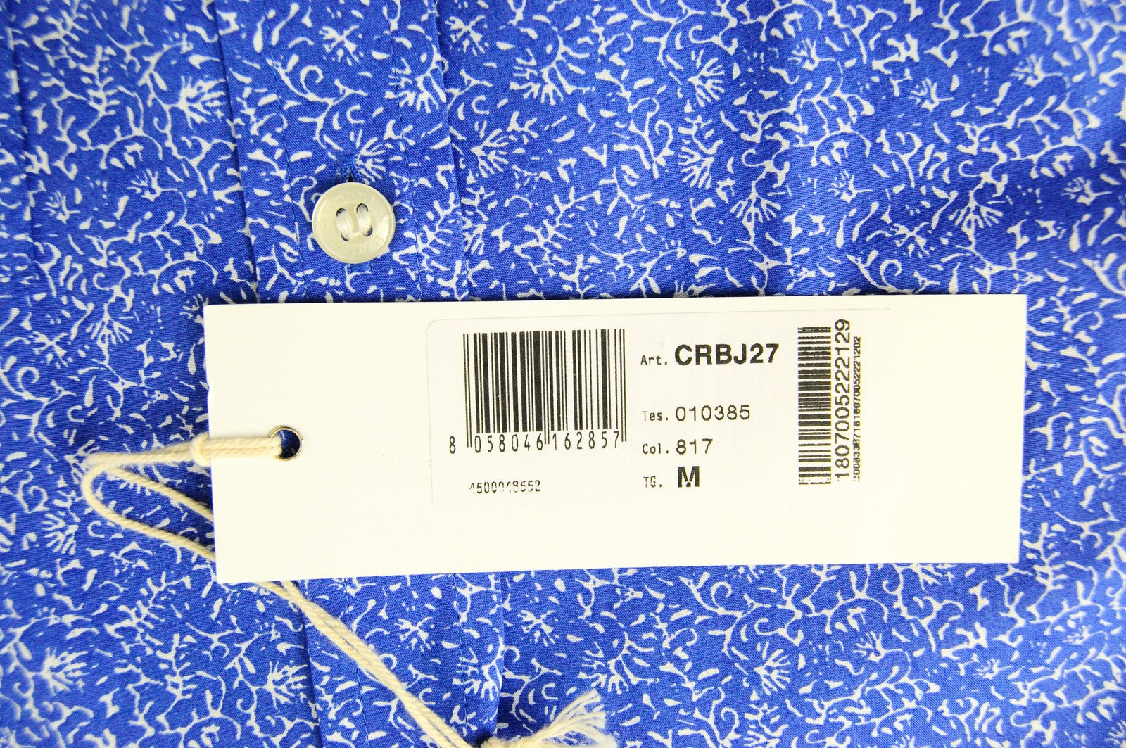 HARMONT & BLAINE Blue Cotton Shirt M Short Sleeve Patterned Collar for Men