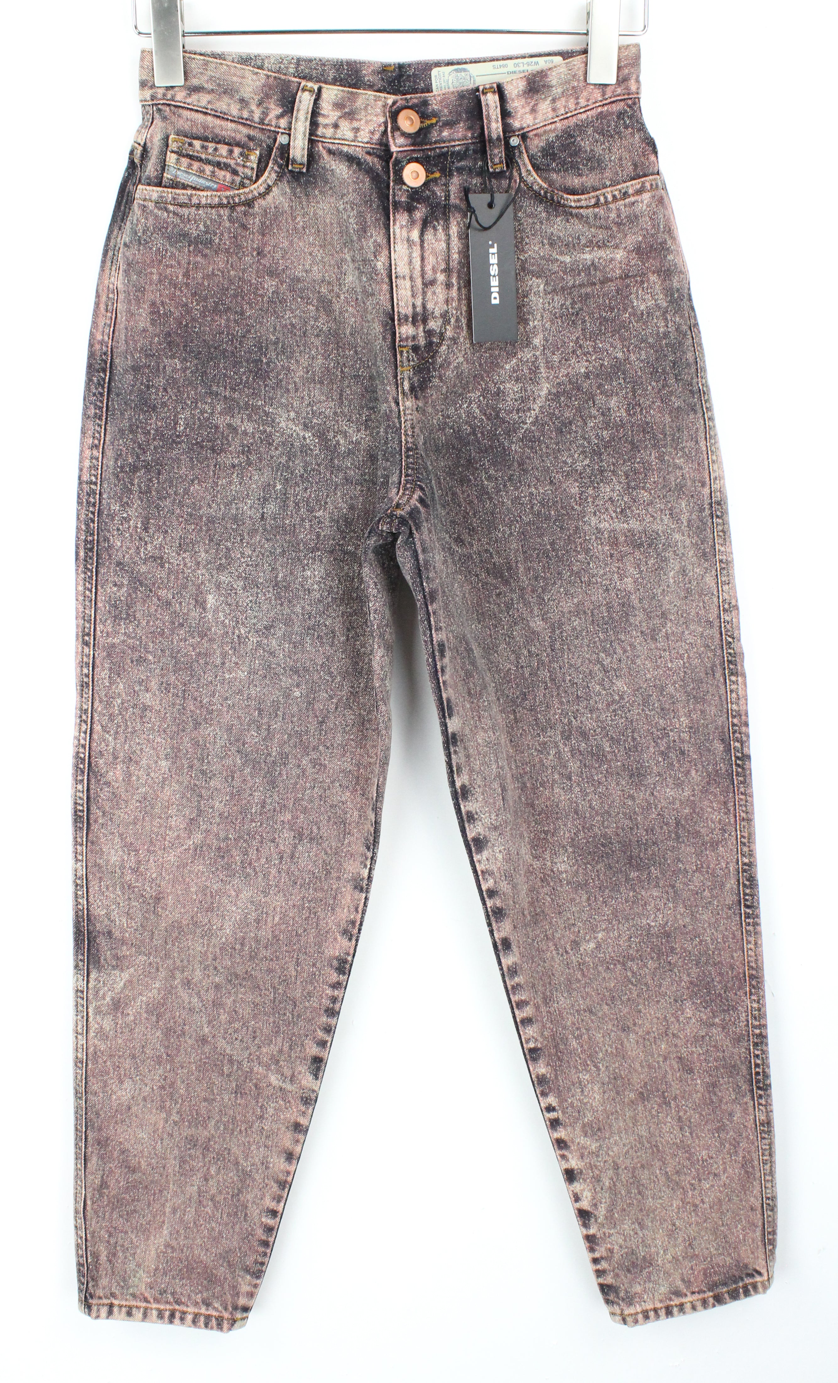 DIESEL Alys 084TS Women's Jeans W26/L30 Straight Fit Cotton Grey Pink Wash