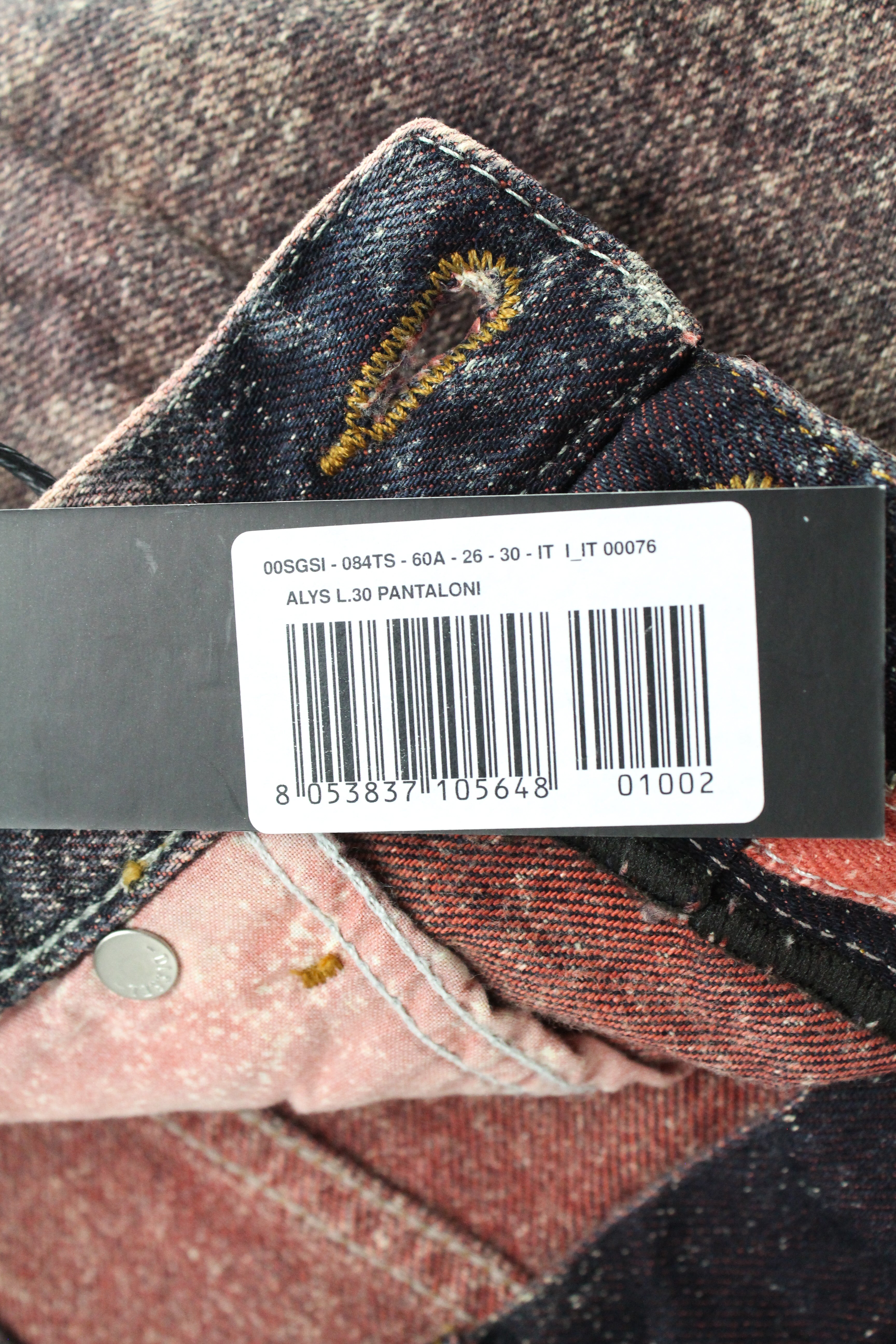 DIESEL Alys 084TS Women's Jeans W26/L30 Straight Fit Cotton Grey Pink Wash