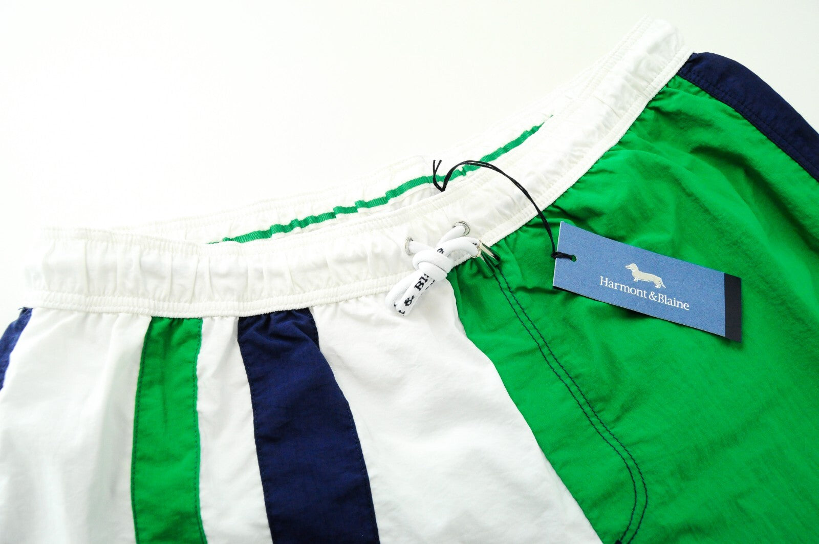 HARMONT & BLAINE Men's Navy ~W32 Swim Trunks Green Detail Pull-On Beach Style