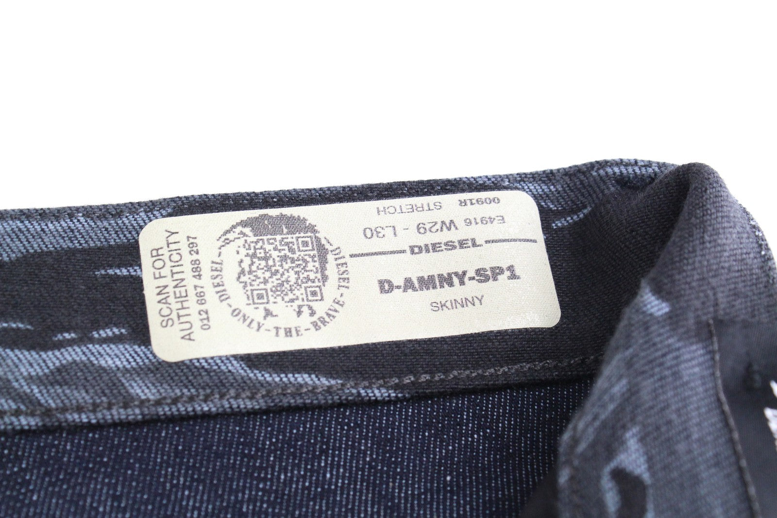 DIESEL D-Amny-SP1 0091R Men's Jeans W32/L32 Skinny Fit Blue Stretch Pattern