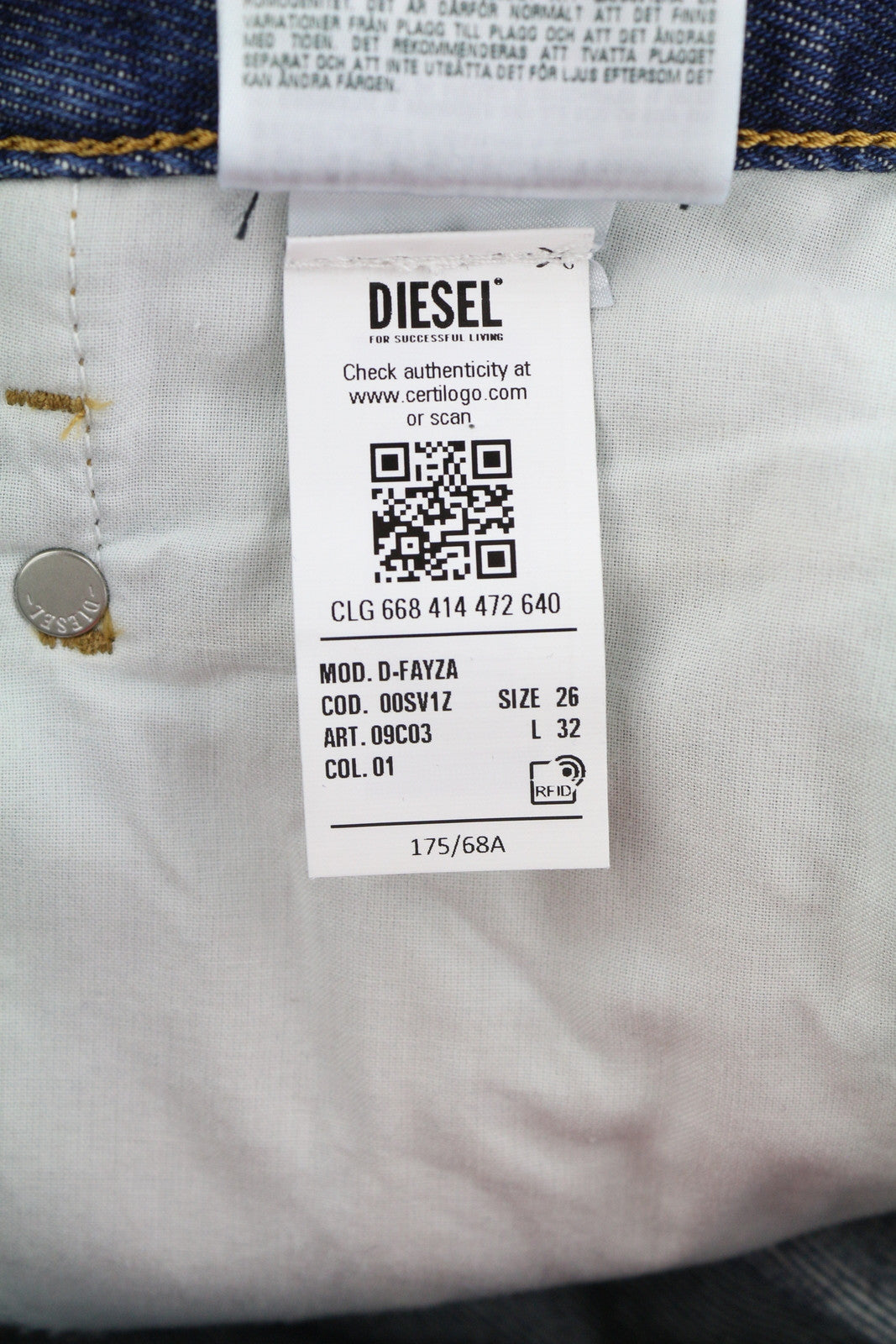 DIESEL D-Fayza 09C03 Women Jeans W26/L32 Regular Fit Boyfriend Leg RRP€175