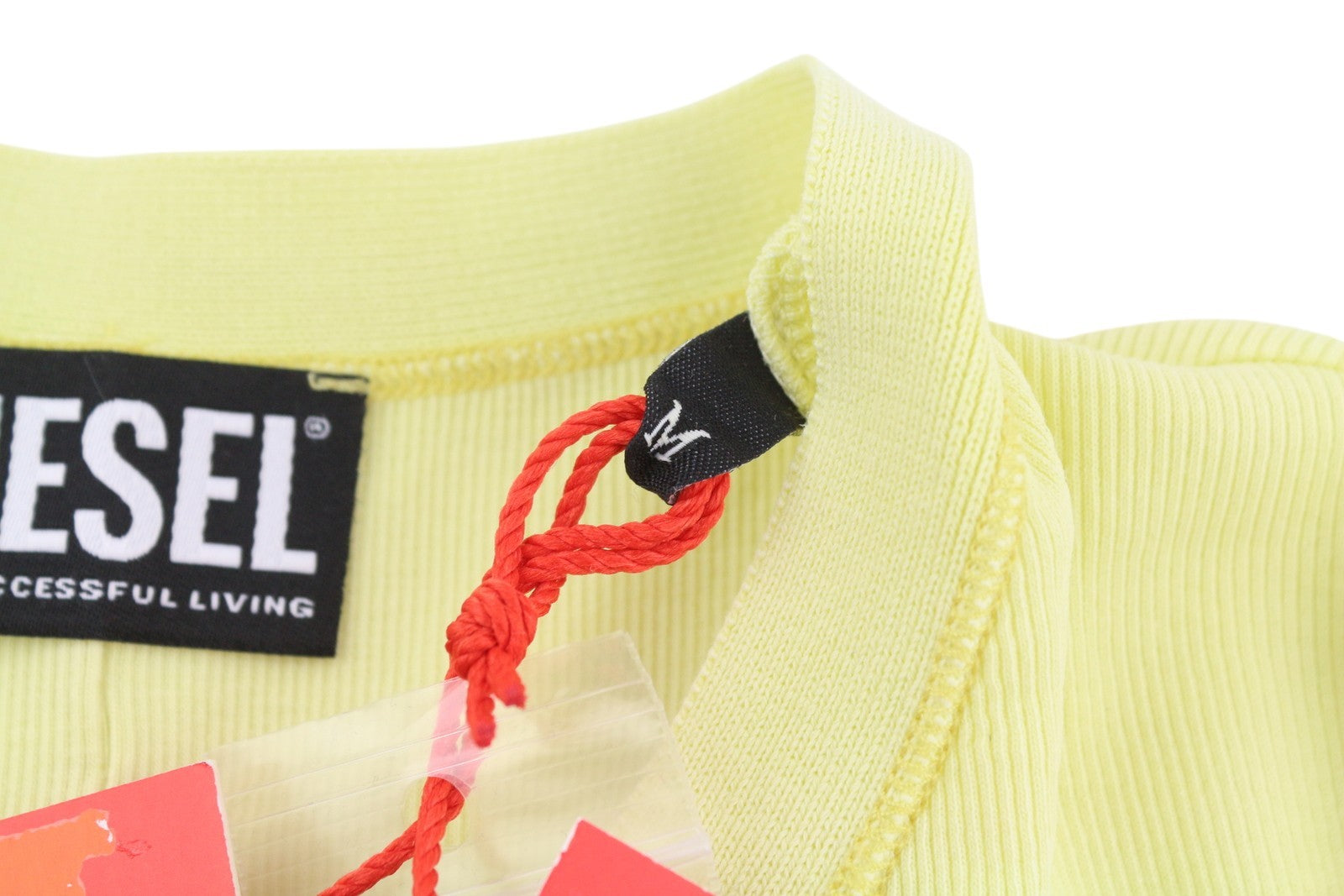 DIESEL T-Ribby-Open Women T-Shirt M Yellow Cardigan Buttoned Cropped Ribbed