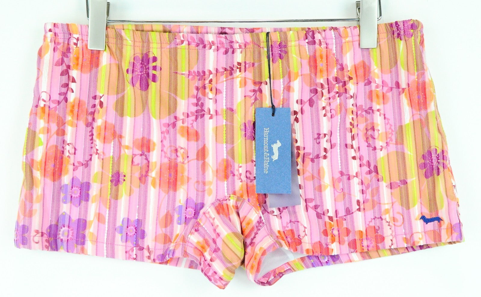 HARMONT & BLAINE Acqua ~W34 Pink Swim Trunks Men Striped Floral Pool Shorts