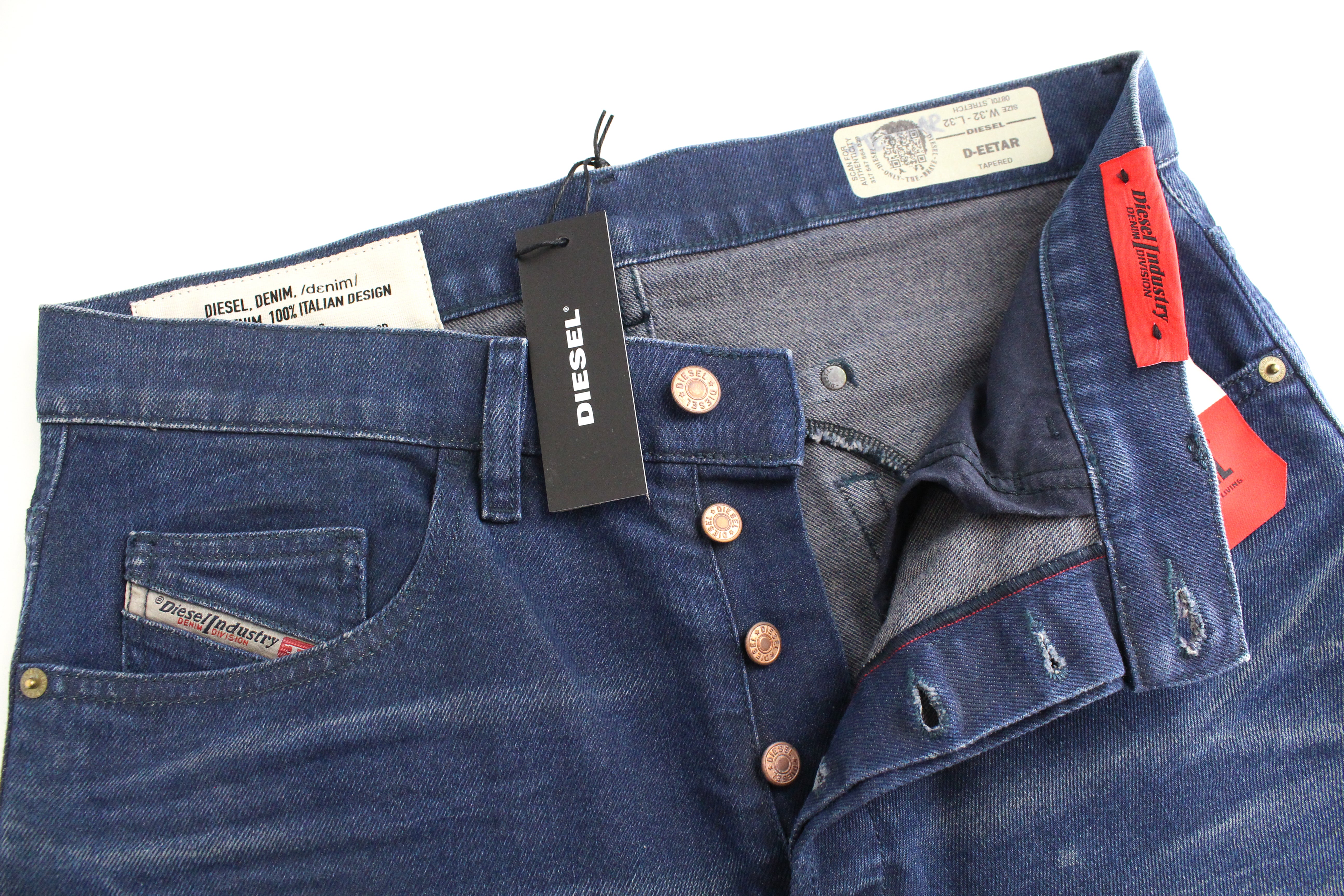 DIESEL D-Eetar 0870I Men's Jeans W32/L32 Tapered Blue Stretch