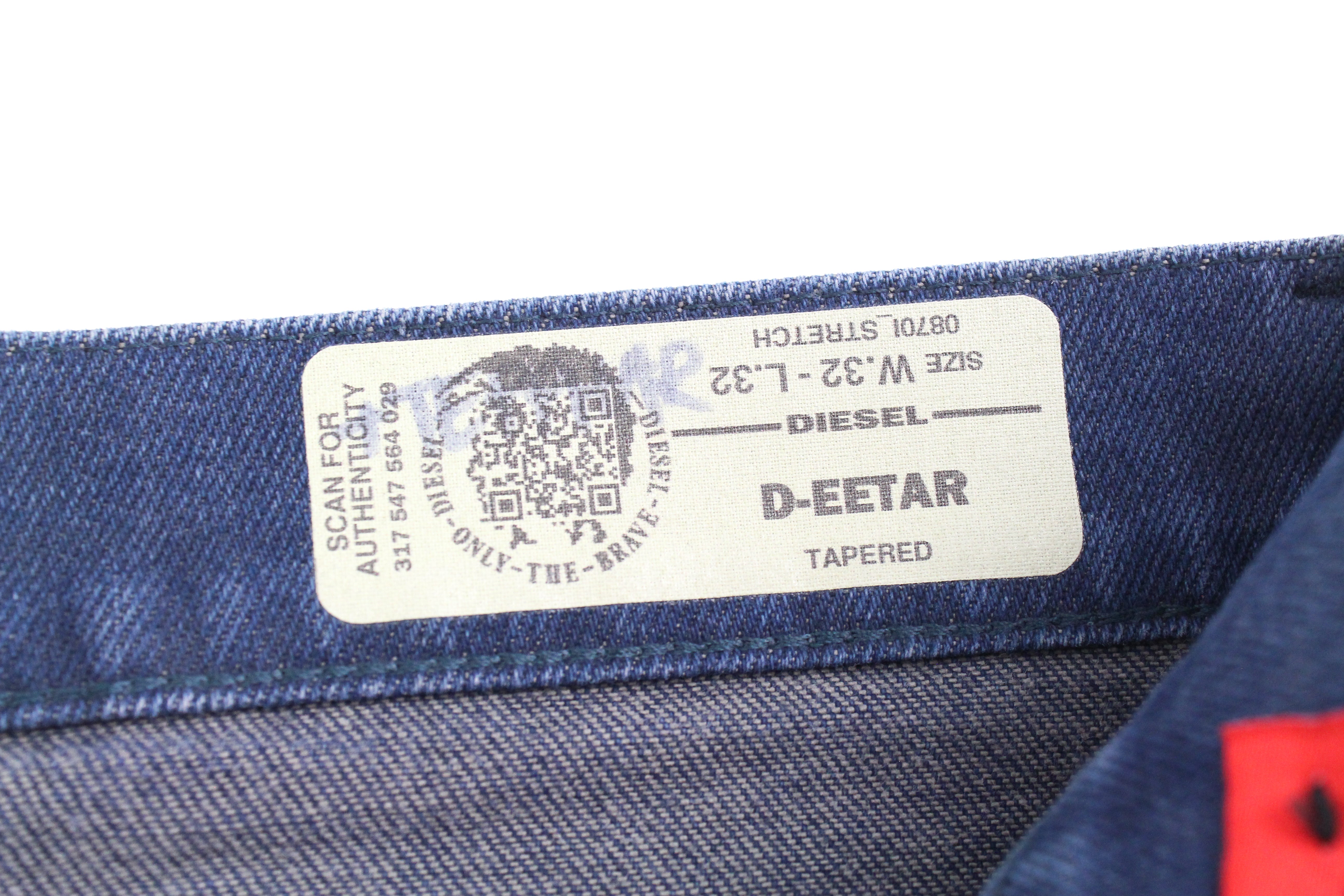 DIESEL D-Eetar 0870I Men's Jeans W32/L32 Tapered Blue Stretch