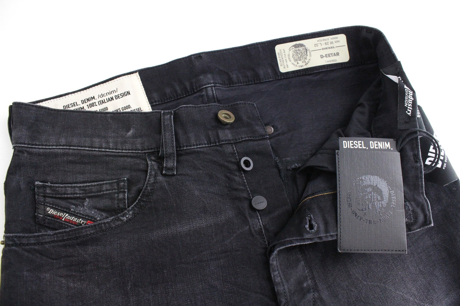 DIESEL D-Eetar 069DV Men's Jeans W29/L32 Taper Stretch Grey Button