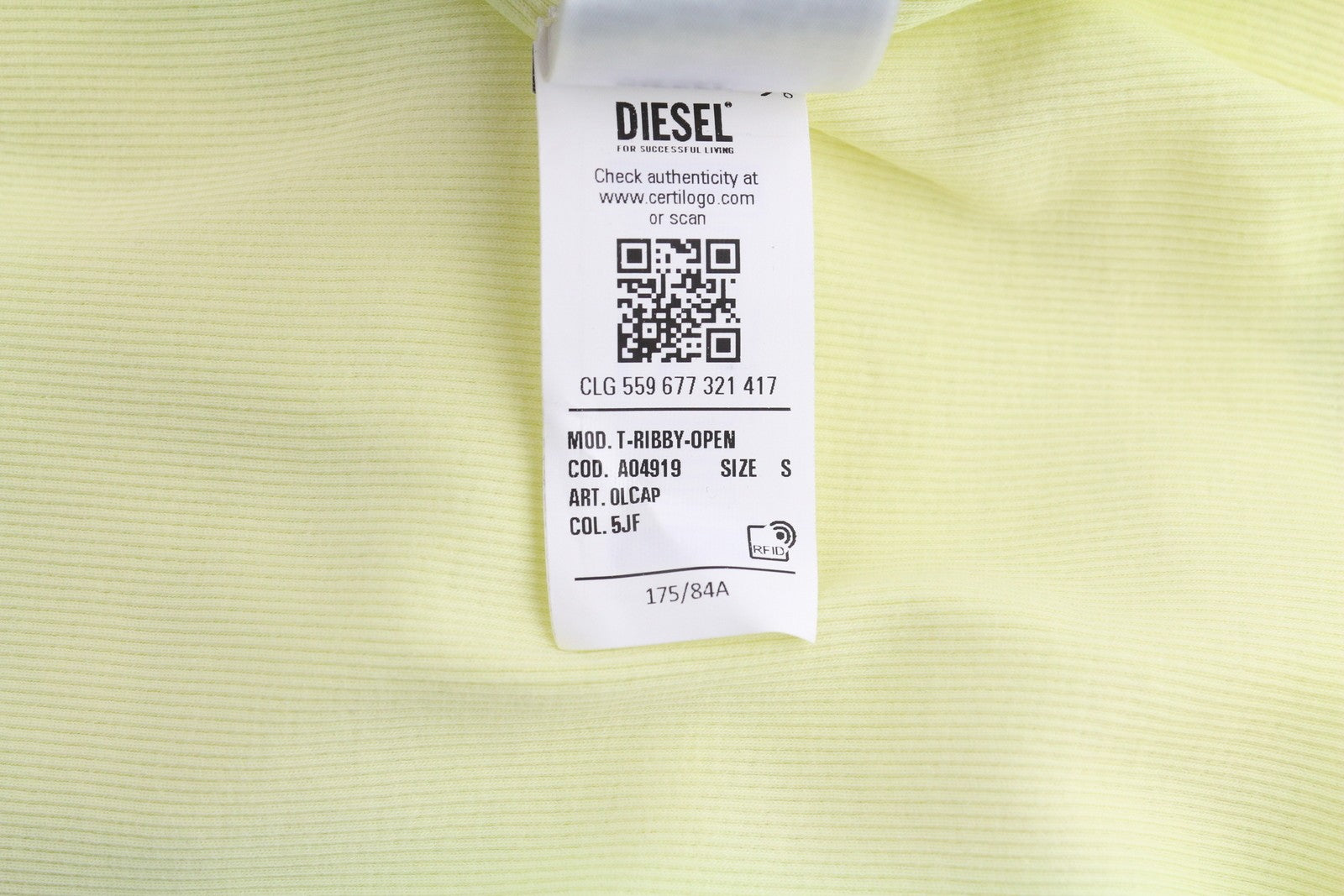 DIESEL T-Ribby-Open Women T-Shirt S Yellow Cardigan Buttoned Cropped Ribbed