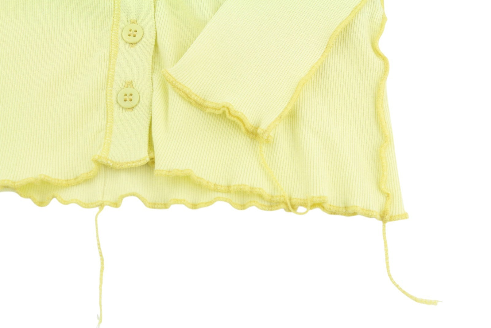 DIESEL T-Ribby-Open Women T-Shirt S Yellow Cardigan Buttoned Cropped Ribbed