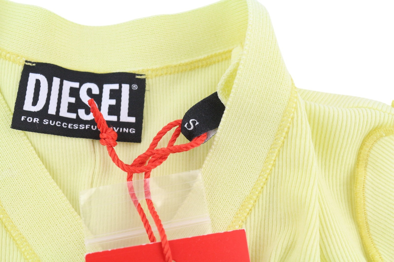 DIESEL T-Ribby-Open Women T-Shirt S Yellow Cardigan Buttoned Cropped Ribbed
