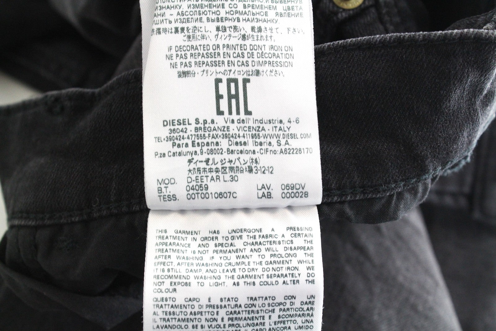 DIESEL D-Eetar 069DV Men's Jeans W27/L30 Taper Fit Ripped Stretch Grey Boys