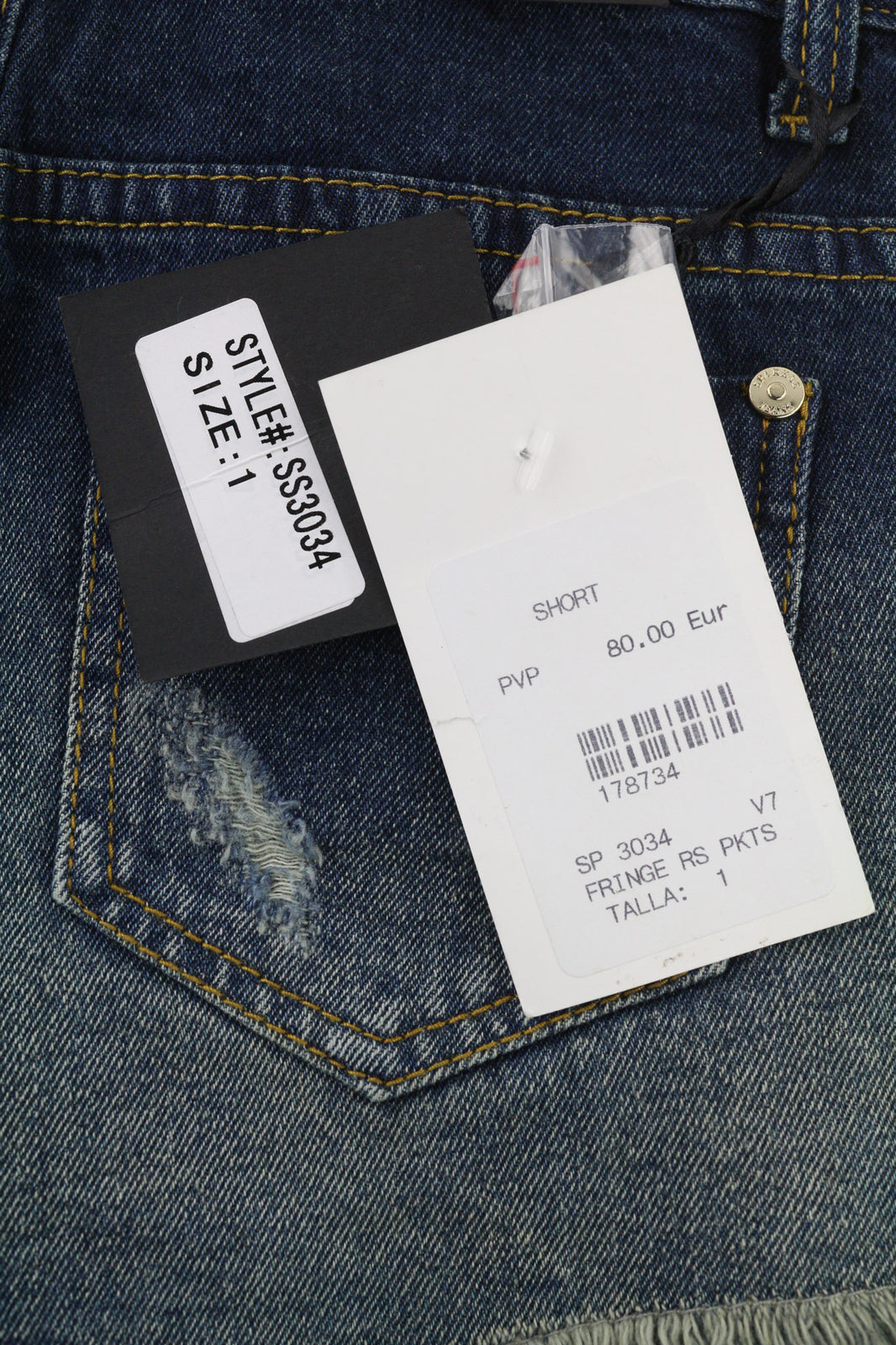 SPARKLE Women Shorts 1 Blue Cotton Denim Fringe Detailed Summer Cut Out