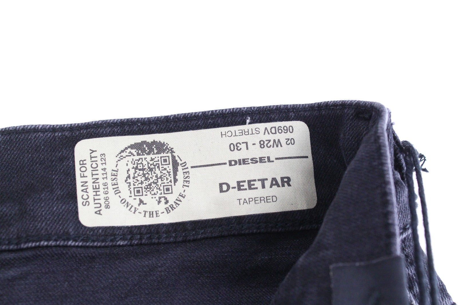 DIESEL D-Eetar 069DV Men's Jeans W28/L30 Taper Fit Ripped Stretch Grey