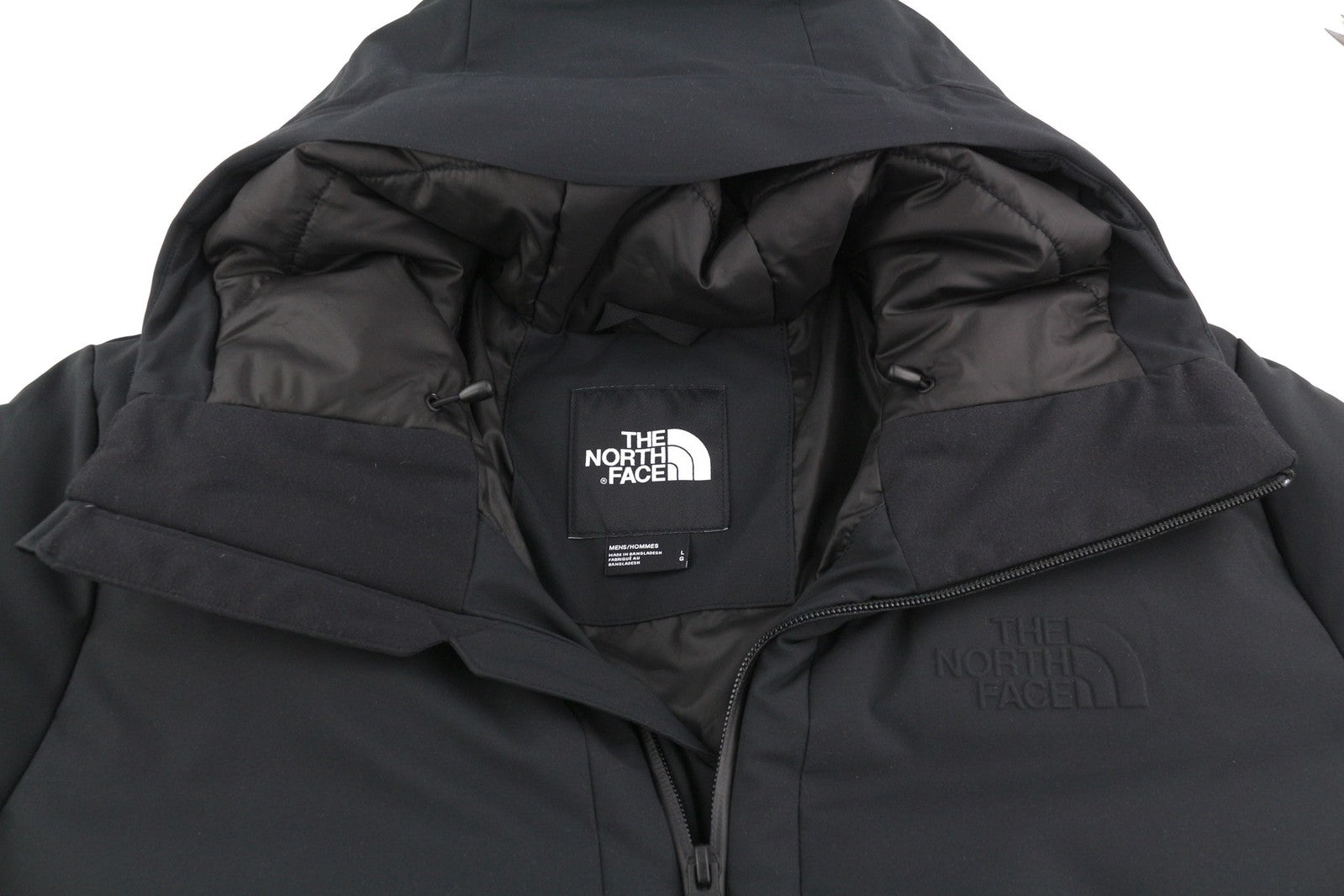 THE NORTH FACE Cirque Down Men Jacket L 550 Filled Hooded Lined Zip Logo Black