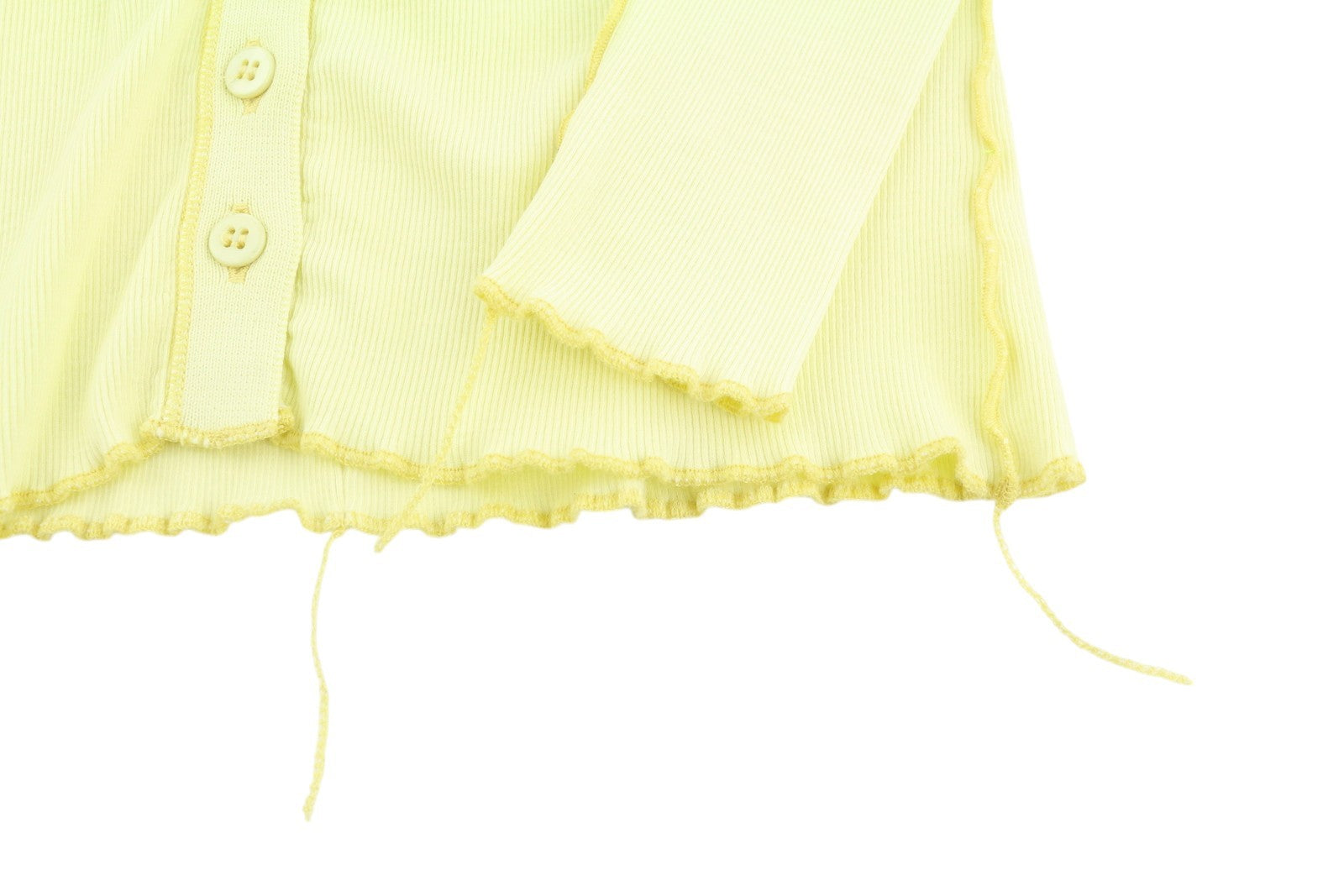 DIESEL T-Ribby-Open Women T-Shirt M Yellow Cardigan Button Cropped Ribbed Logo