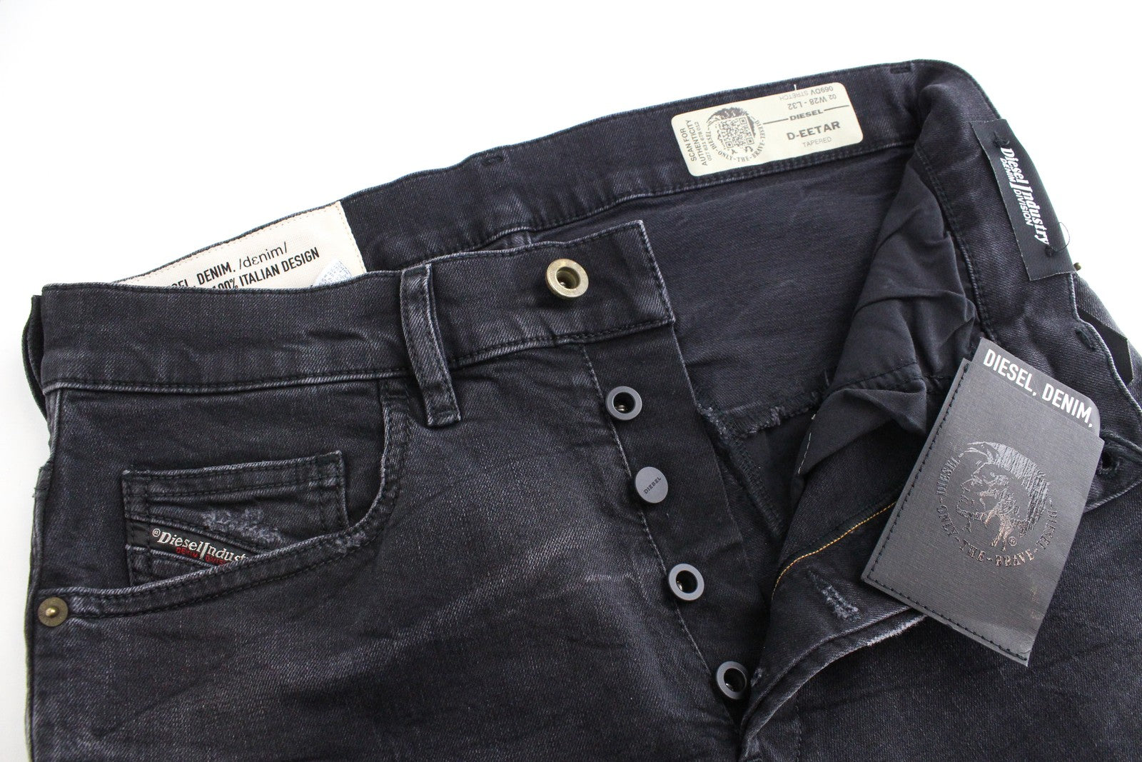 DIESEL D-Eetar 069DV Men's Jeans W28/L32 Taper Fit Wash Stretch Grey