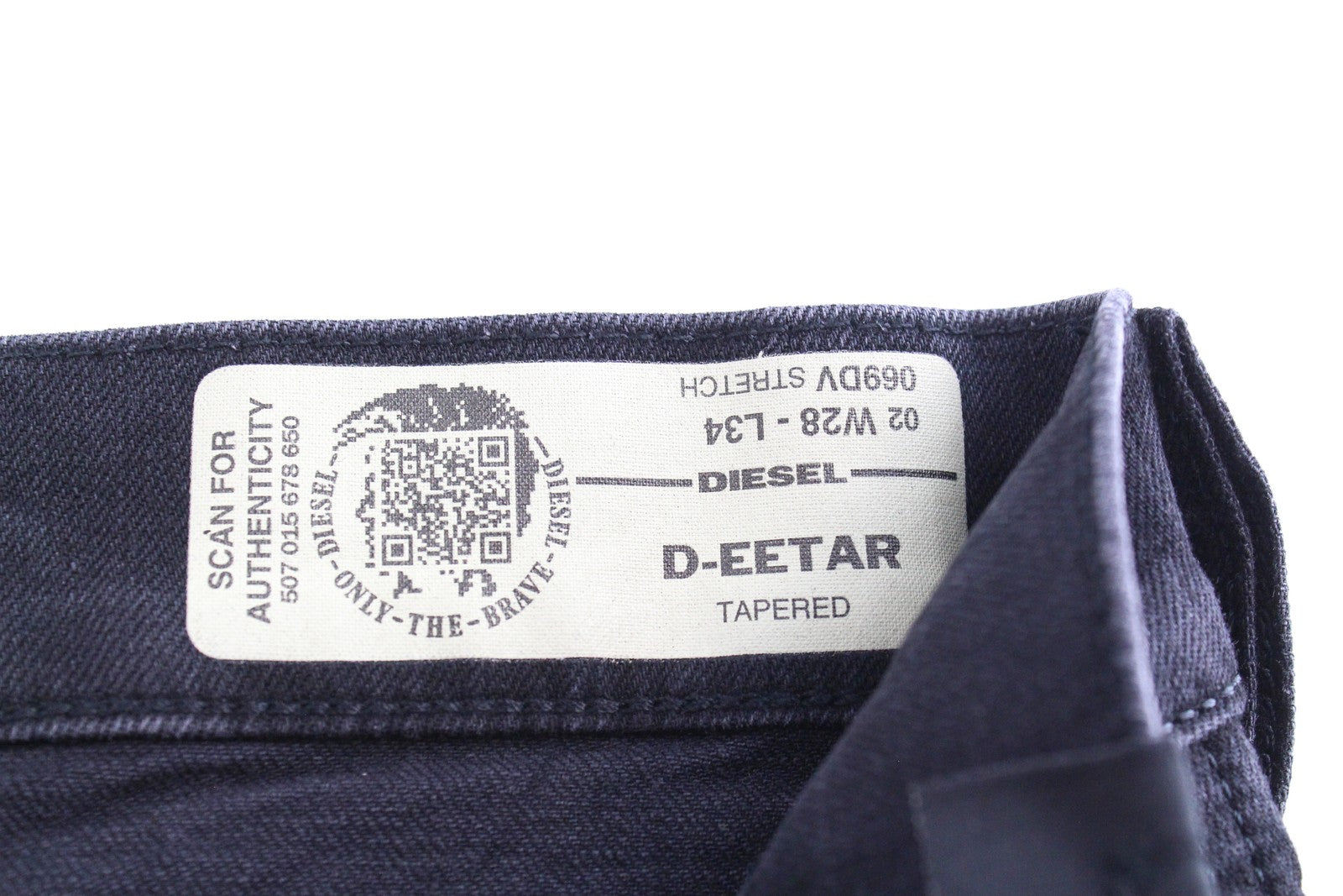 DIESEL D-Eetar 069DV Men's Jeans W28/L34 Tapered Wash Ripped Stretch Grey