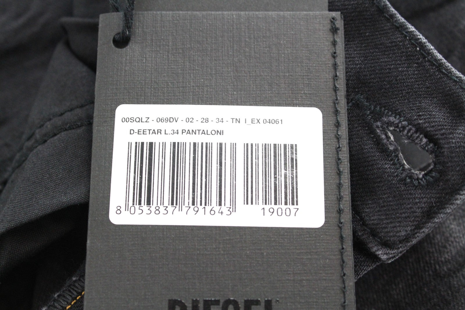 DIESEL D-Eetar 069DV Men's Jeans W28/L34 Tapered Wash Ripped Stretch Grey