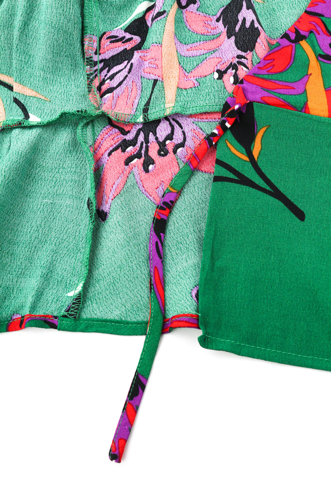 GRACE & MILA Bastia Women Blouse M Green Flower Print Long Sleeved Wrap V-Neck