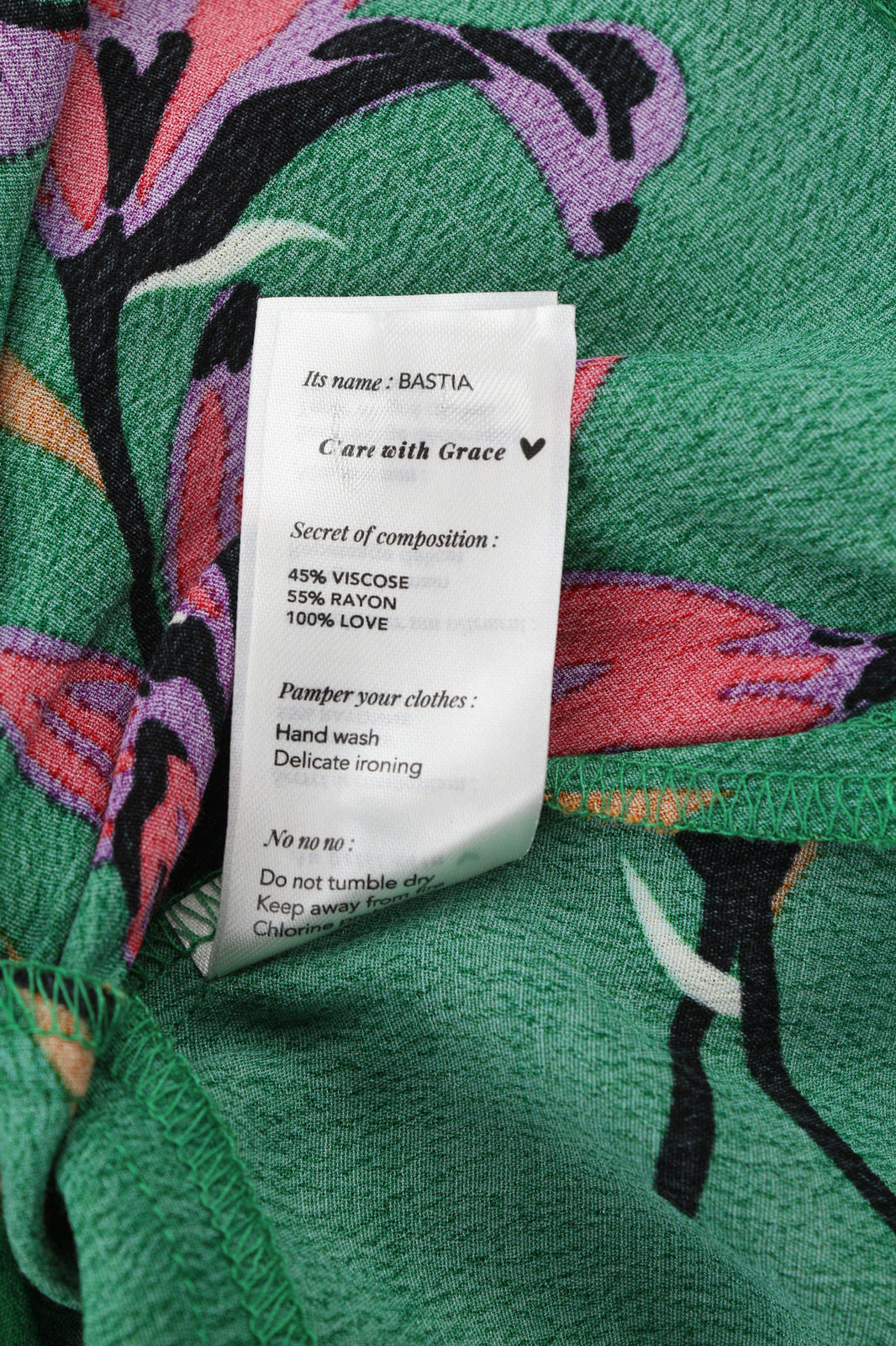 GRACE & MILA Bastia Women Blouse M Green Flower Print Long Sleeved Wrap V-Neck