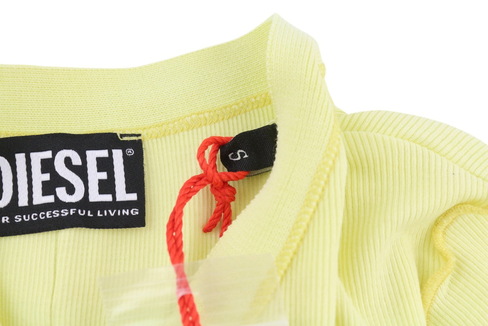 DIESEL T-Ribby-Open Women T-Shirt S Yellow Cardigan Button Cropped Ribbed Logo