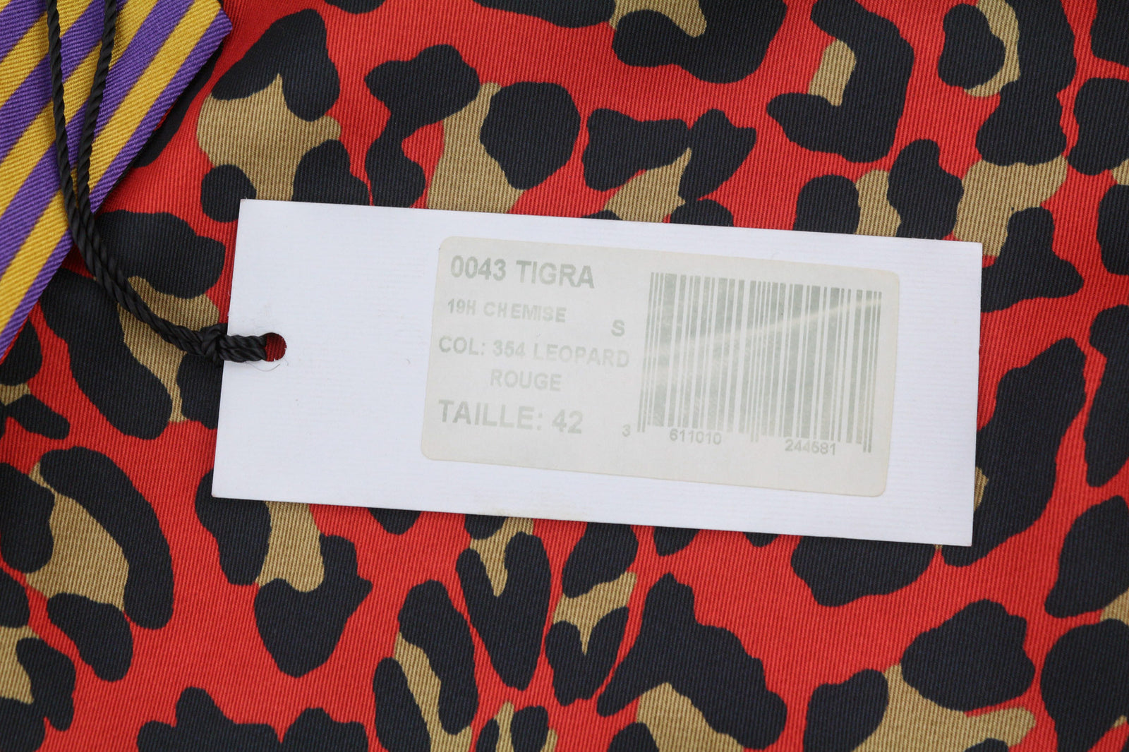 J.J. GARELLA Women Shirt 42 Red Long Sleeved Animal Cheetah Print Button-Up