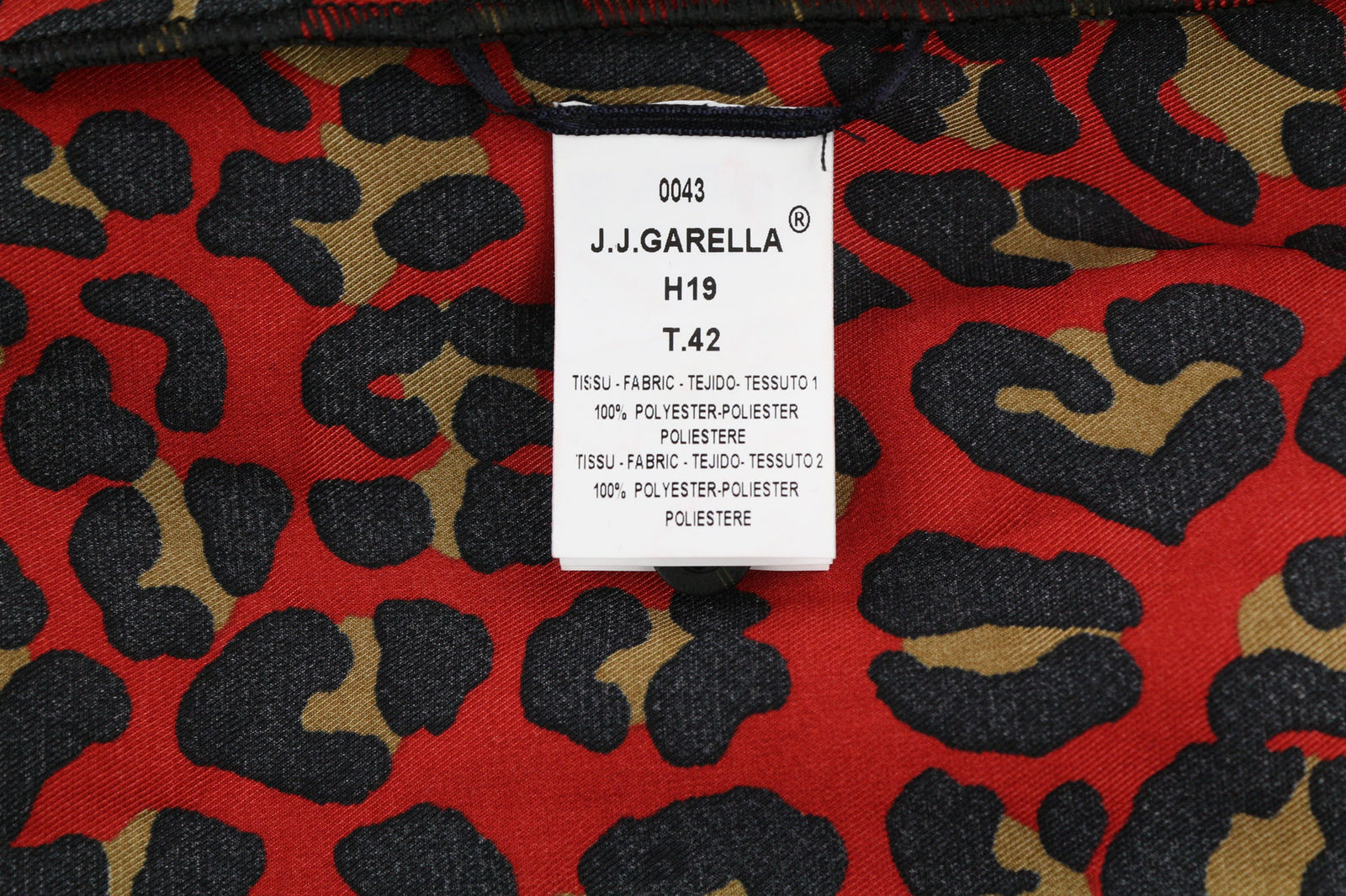 J.J. GARELLA Women Shirt 42 Red Long Sleeved Animal Cheetah Print Button-Up
