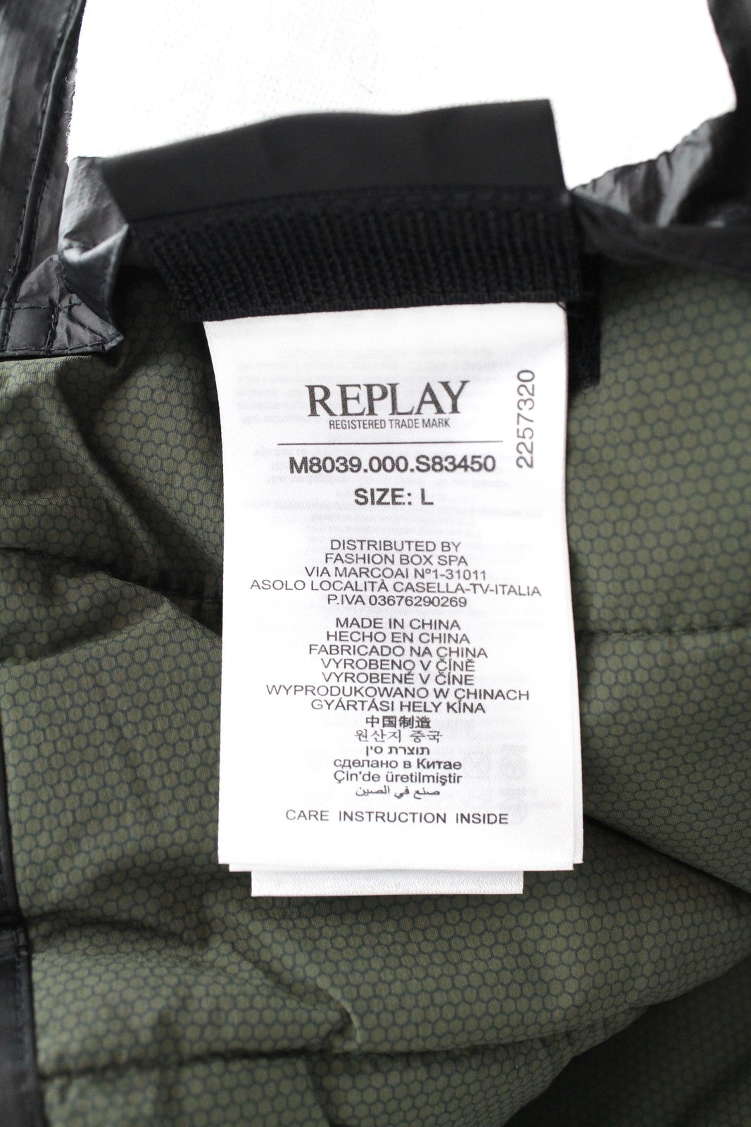 REPLAY Men's Jacket L Black Lined Padded Long Logo Single