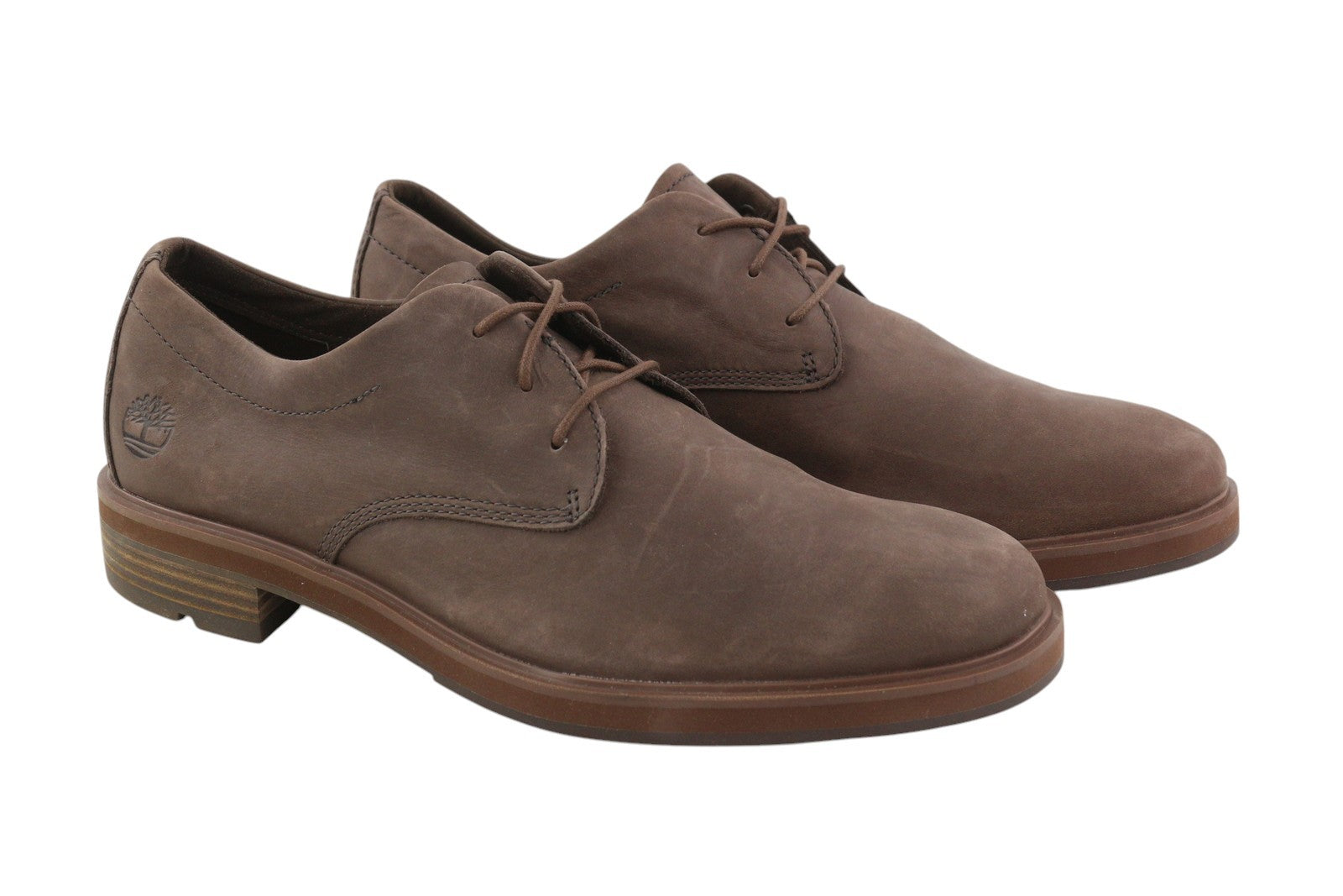 TIMBERLAND A29U8 Men Shoes EU44.5/45 Brown Leather Lace Up Almond Toe Logo