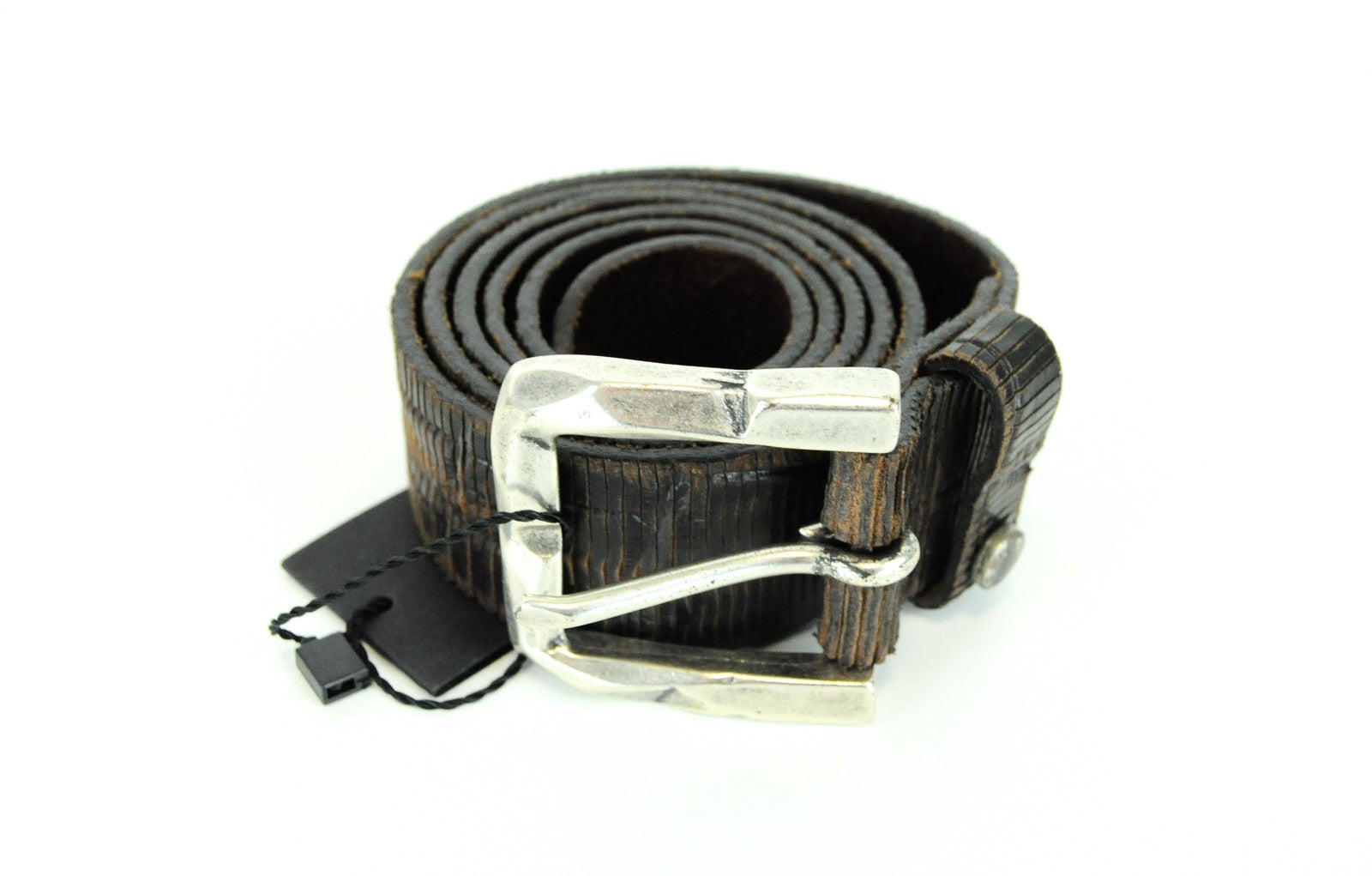 REPLAY Brown Leather Belt 85 cm Pattern Cowhide with Buckle Men's Accessory