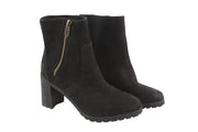 TIMBERLAND A22BA Women Boots EU37.5 EU38.5 Black Leather Heeled Zip Ortholite