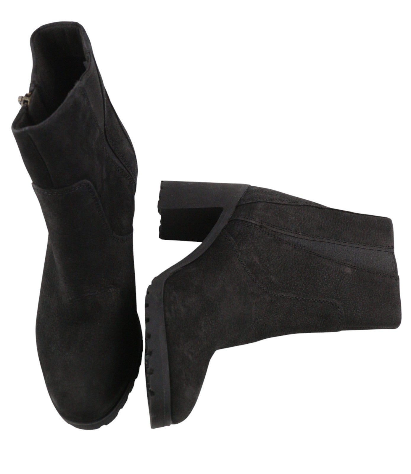 TIMBERLAND A22BA Women Boots EU37.5 EU38.5 Black Leather Heeled Zip Ortholite