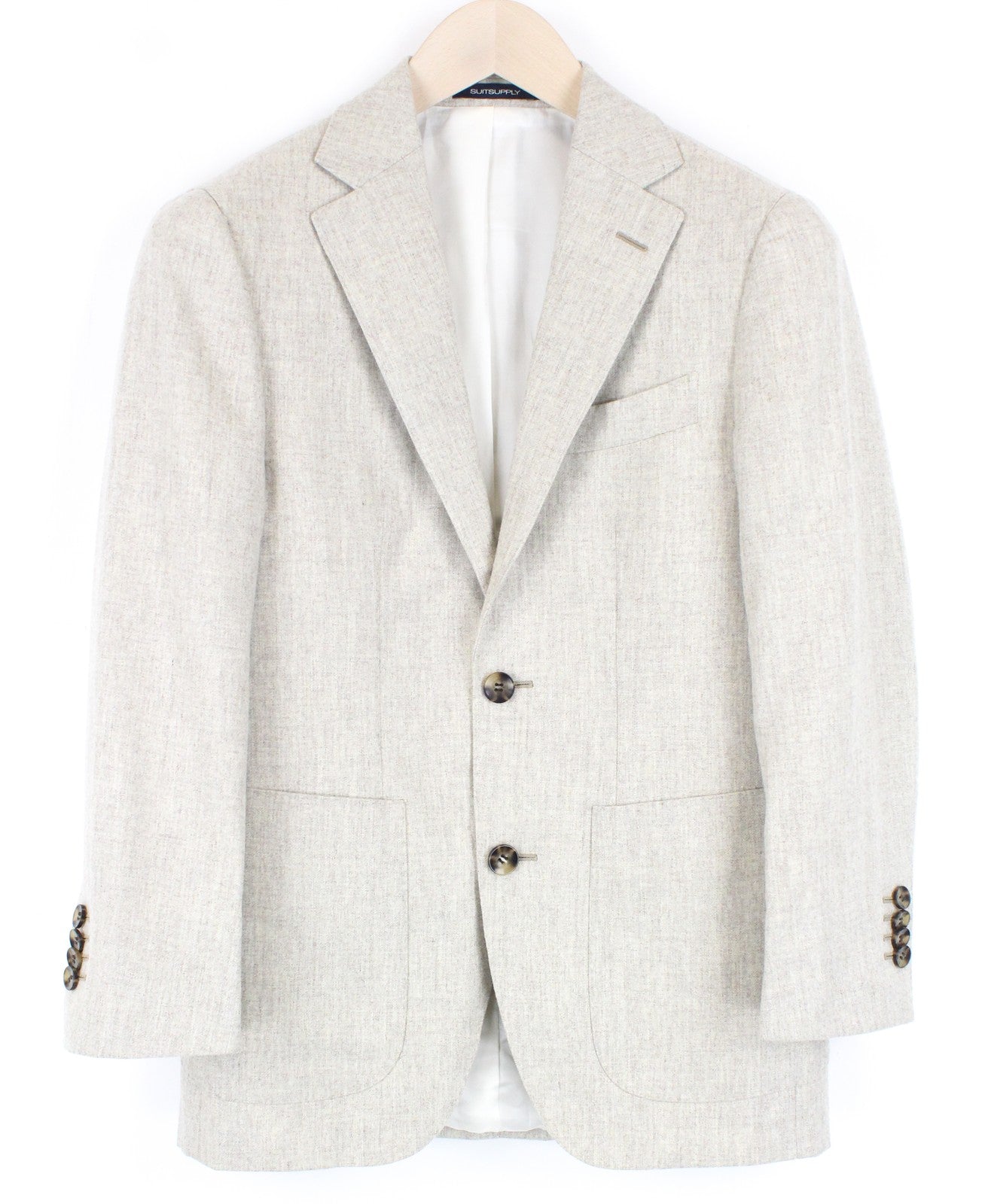 SUITSUPPLY Havana UK32R Beige Blazer Men's Pure Wool Lined Single-Breasted