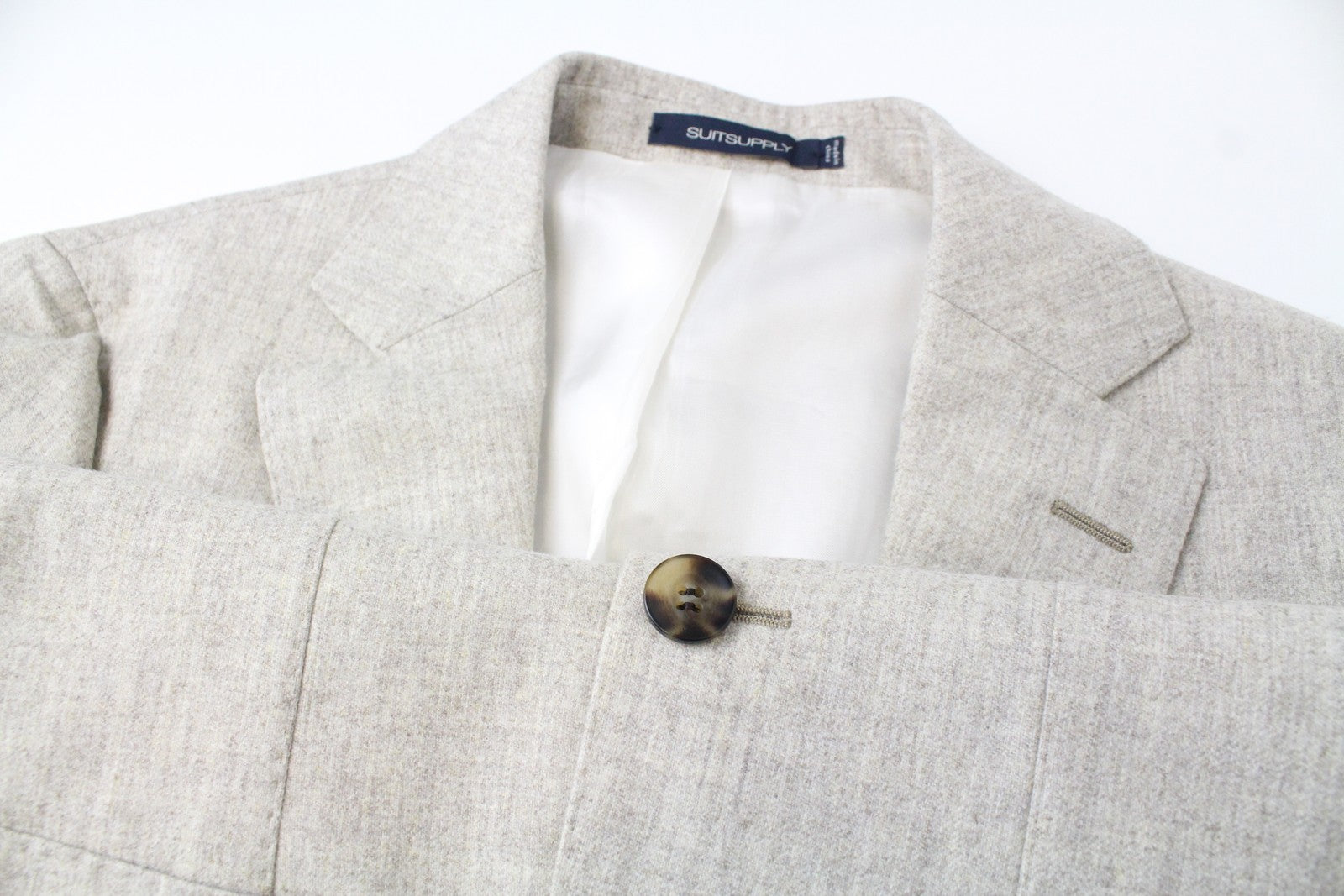 SUITSUPPLY Havana UK32R Beige Blazer Men's Pure Wool Lined Single-Breasted