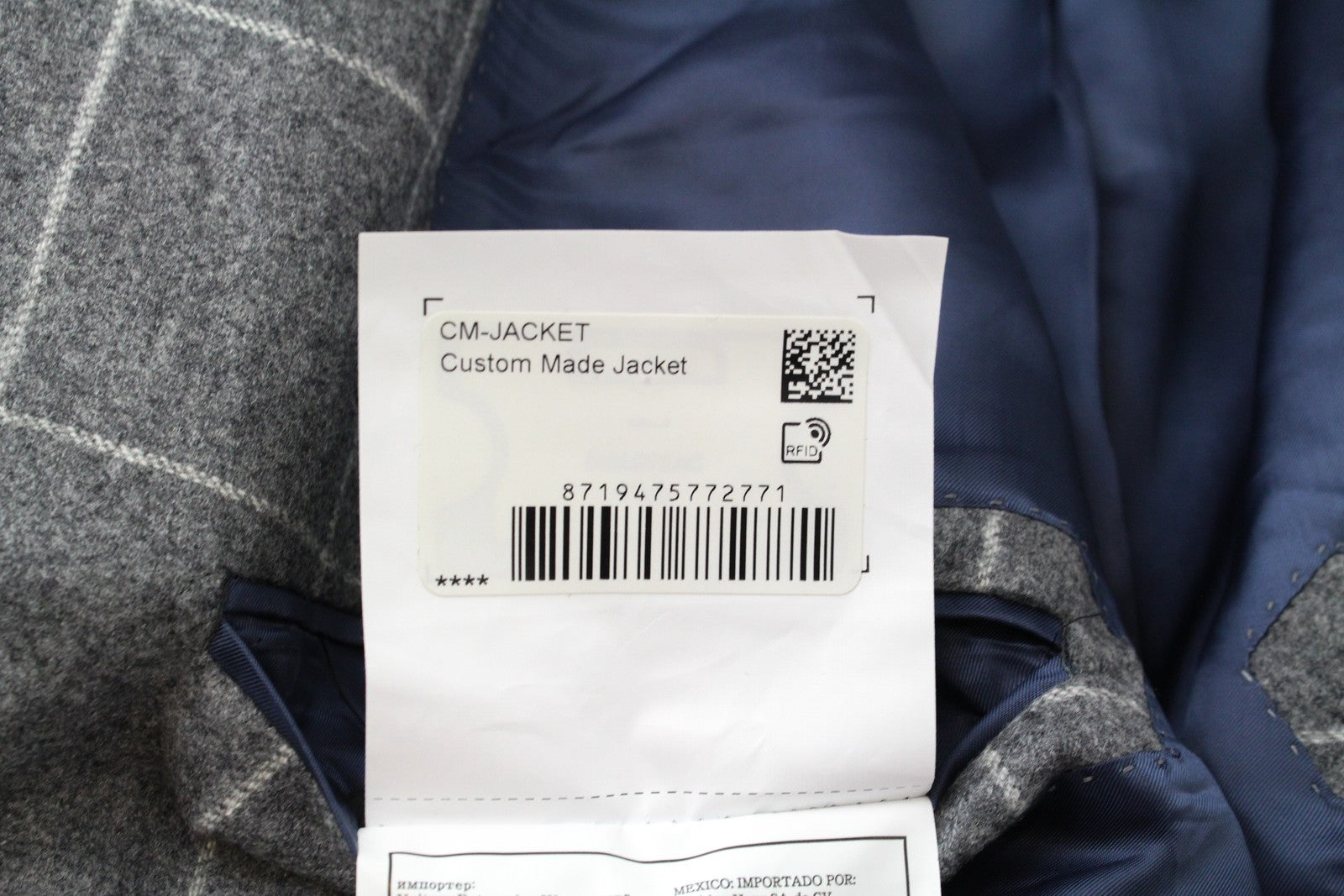 SUITSUPPLY Havana Blazer UK48L Grey Checked Wool Men's Formal  Lined Classic