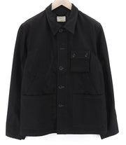 Nudie Jeans Men Jacket M PL Neck Black Unlined Organic Cotton Black Pockets