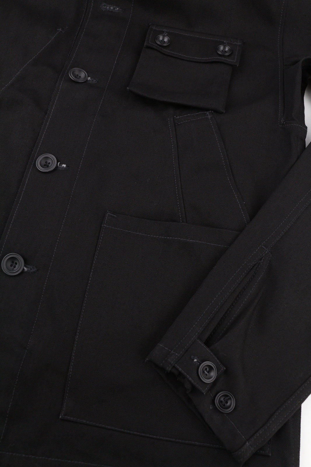 Nudie Jeans Men Jacket M PL Neck Black Unlined Organic Cotton Black Pockets