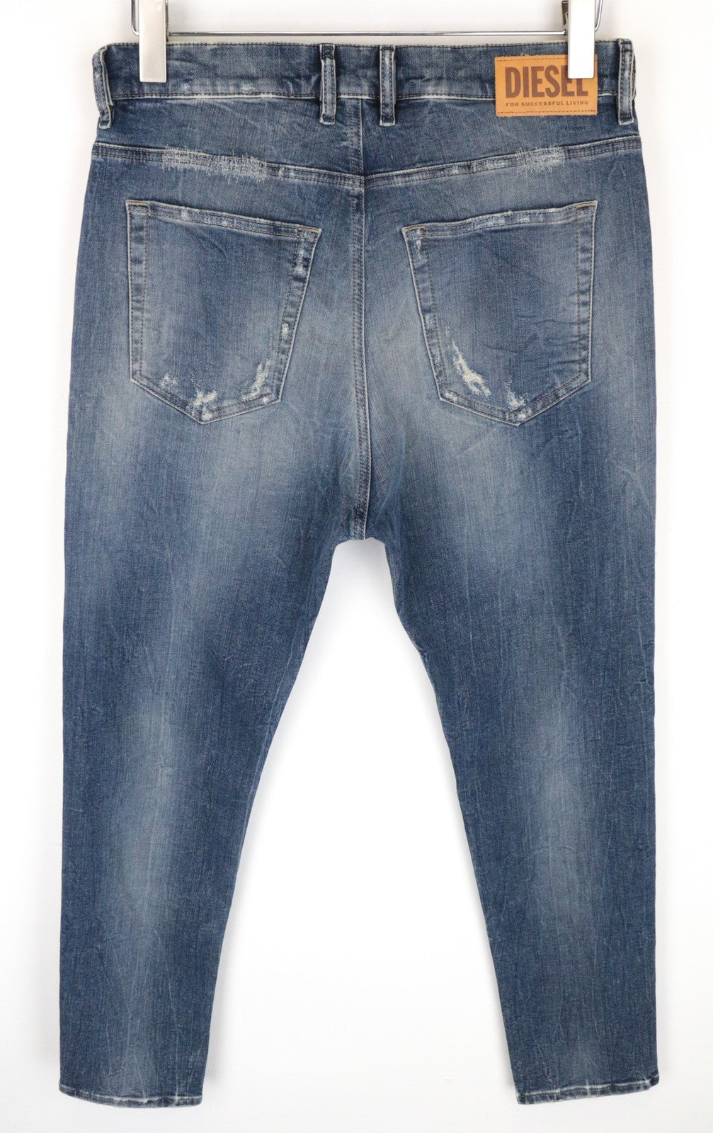 DIESEL D-Vider-T 0890A Men's Jeans W32 Carrot Stretch Blue Ripped