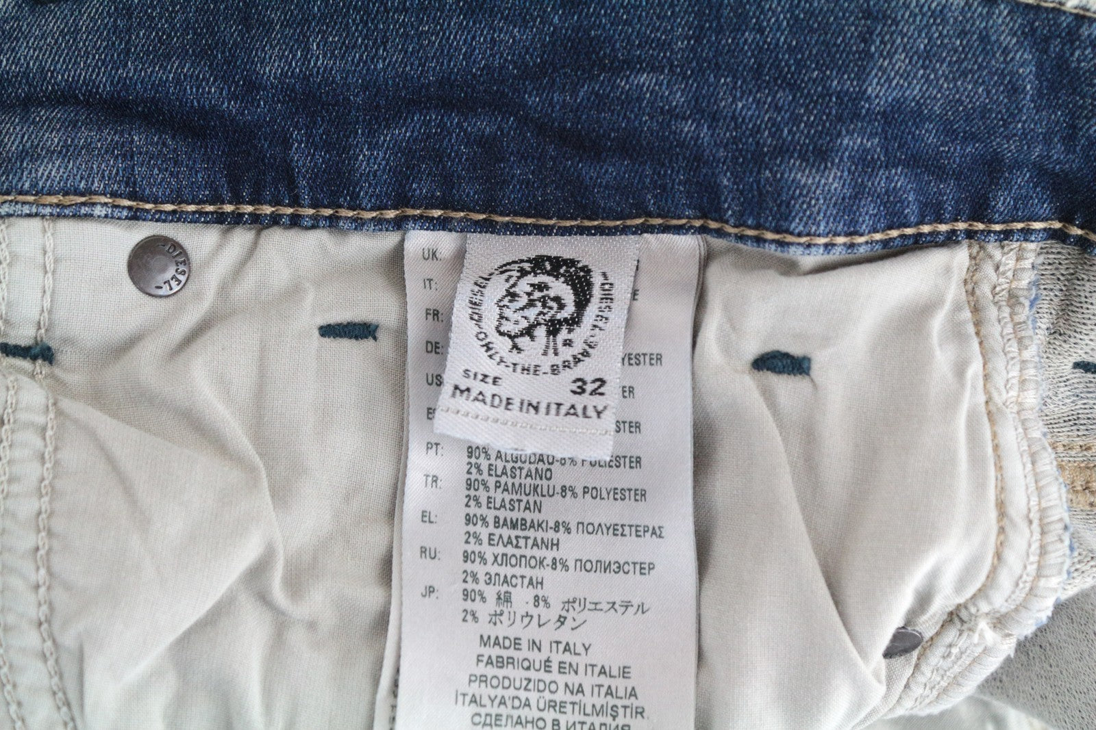 DIESEL D-Vider-T 0890A Men's Jeans W32 Carrot Stretch Blue Ripped