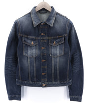 NUDIE Terry Org. Contrast Men Jacket M Neck Unlined Faded Denim Distressed