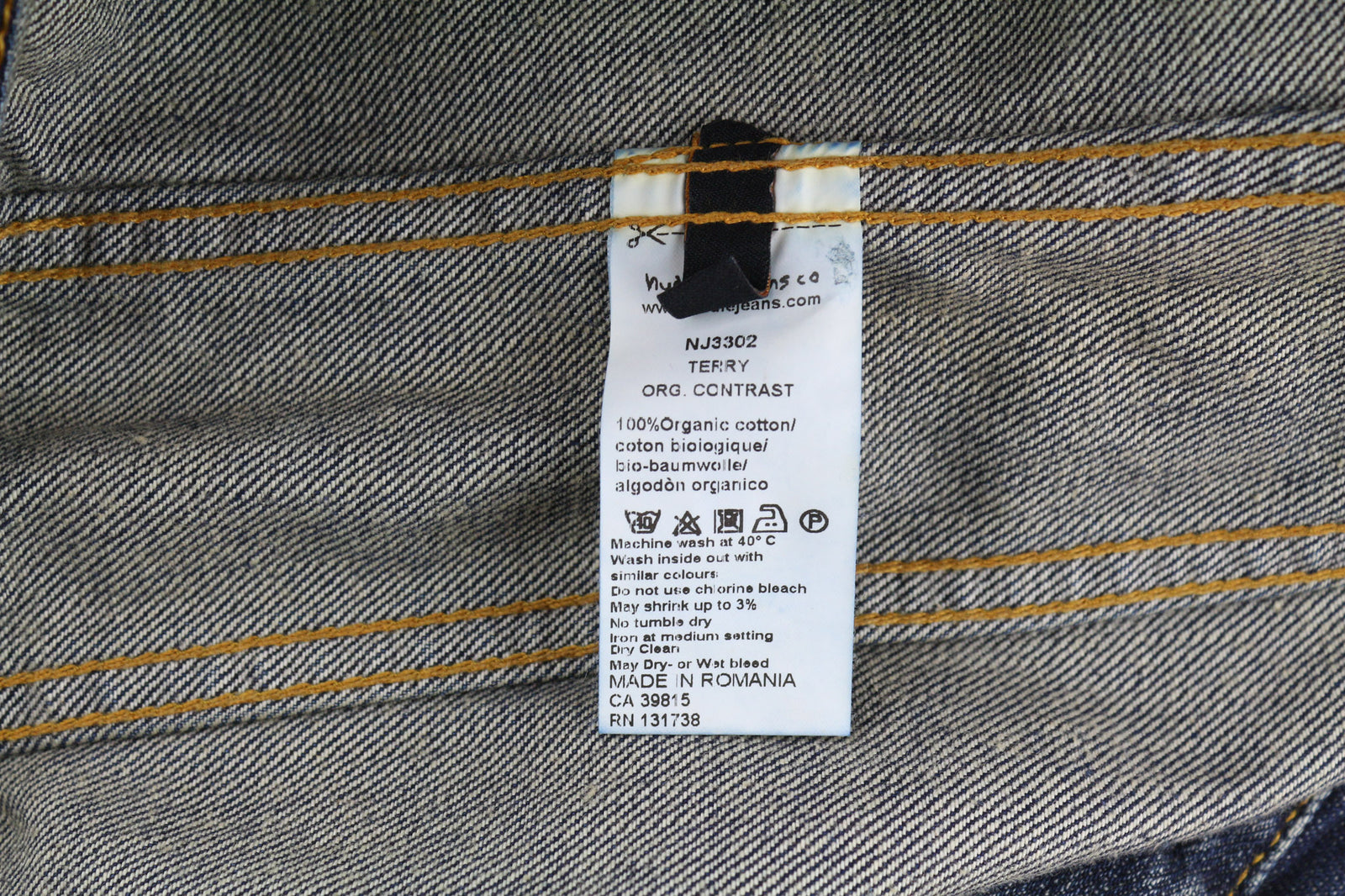 NUDIE Terry Org. Contrast Men Jacket M Neck Unlined Faded Denim Distressed