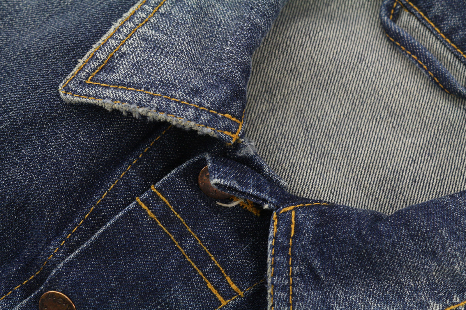 NUDIE Terry Org. Contrast Men Jacket M Neck Unlined Faded Denim Distressed