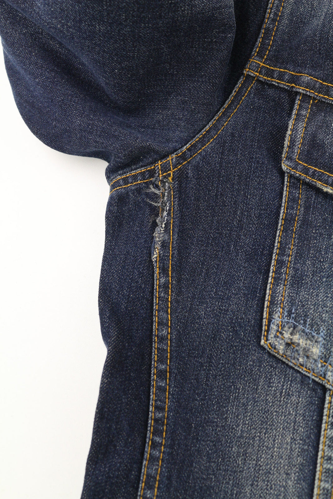 NUDIE Terry Org. Contrast Men Jacket M Neck Unlined Faded Denim Distressed