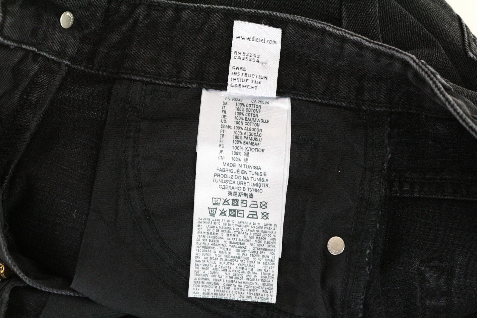 DIESEL D-Eiselle 083AK Women's Jeans W25/L32 Straight Fit Wash Black Cotton