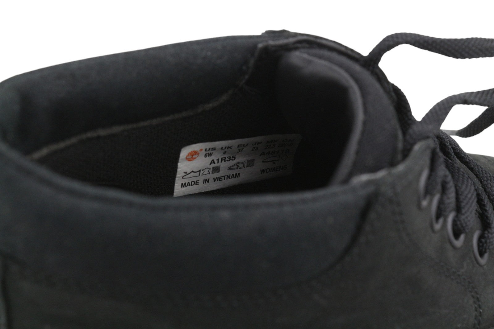 TIMBERLAND A1R35 Women Boots EU36 EU37 Black Ankle Top Almond Toe Laced Leather