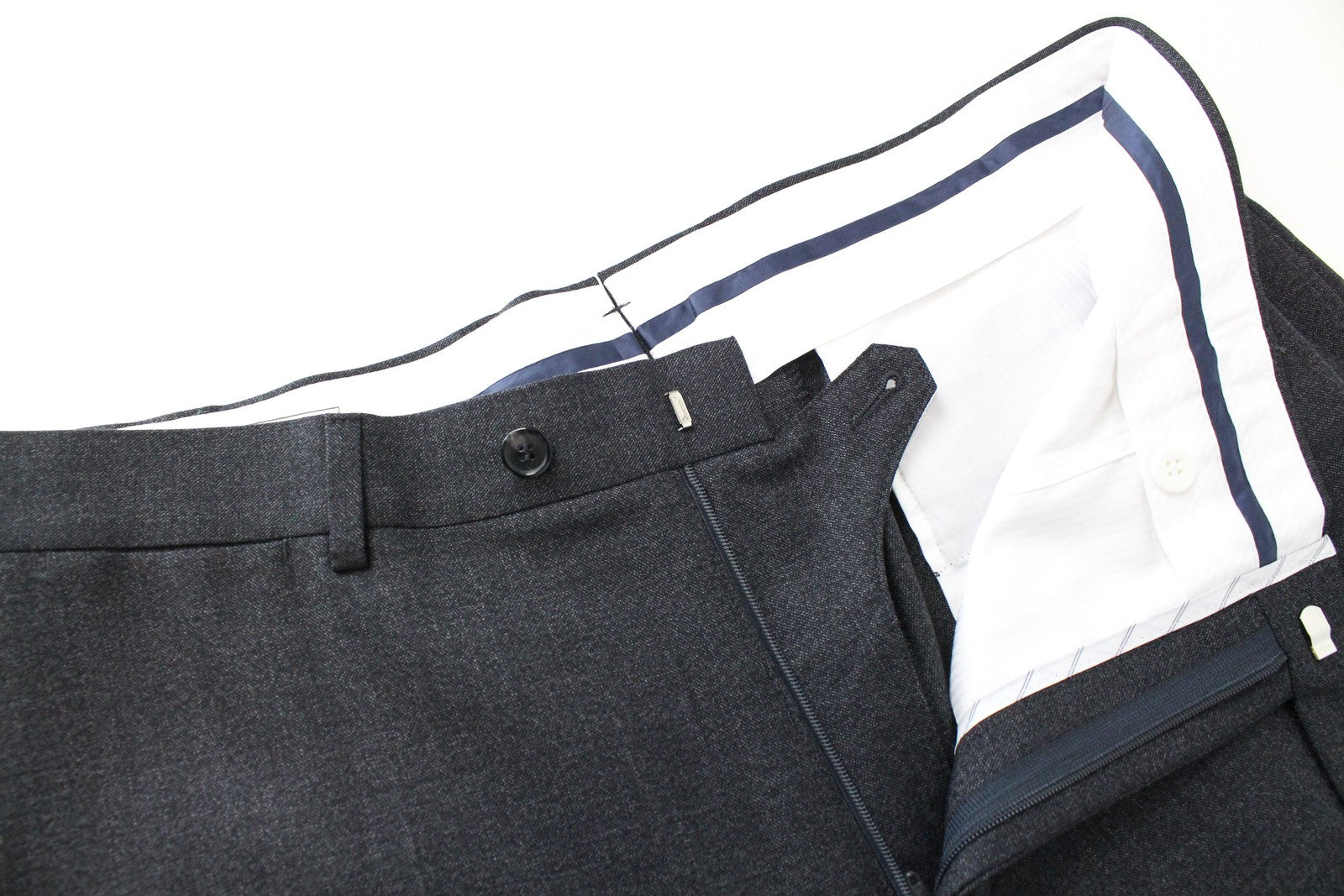 SUITSUPPLY Men's Wool Pants UK38R Dark Grey Lined Pleated Style